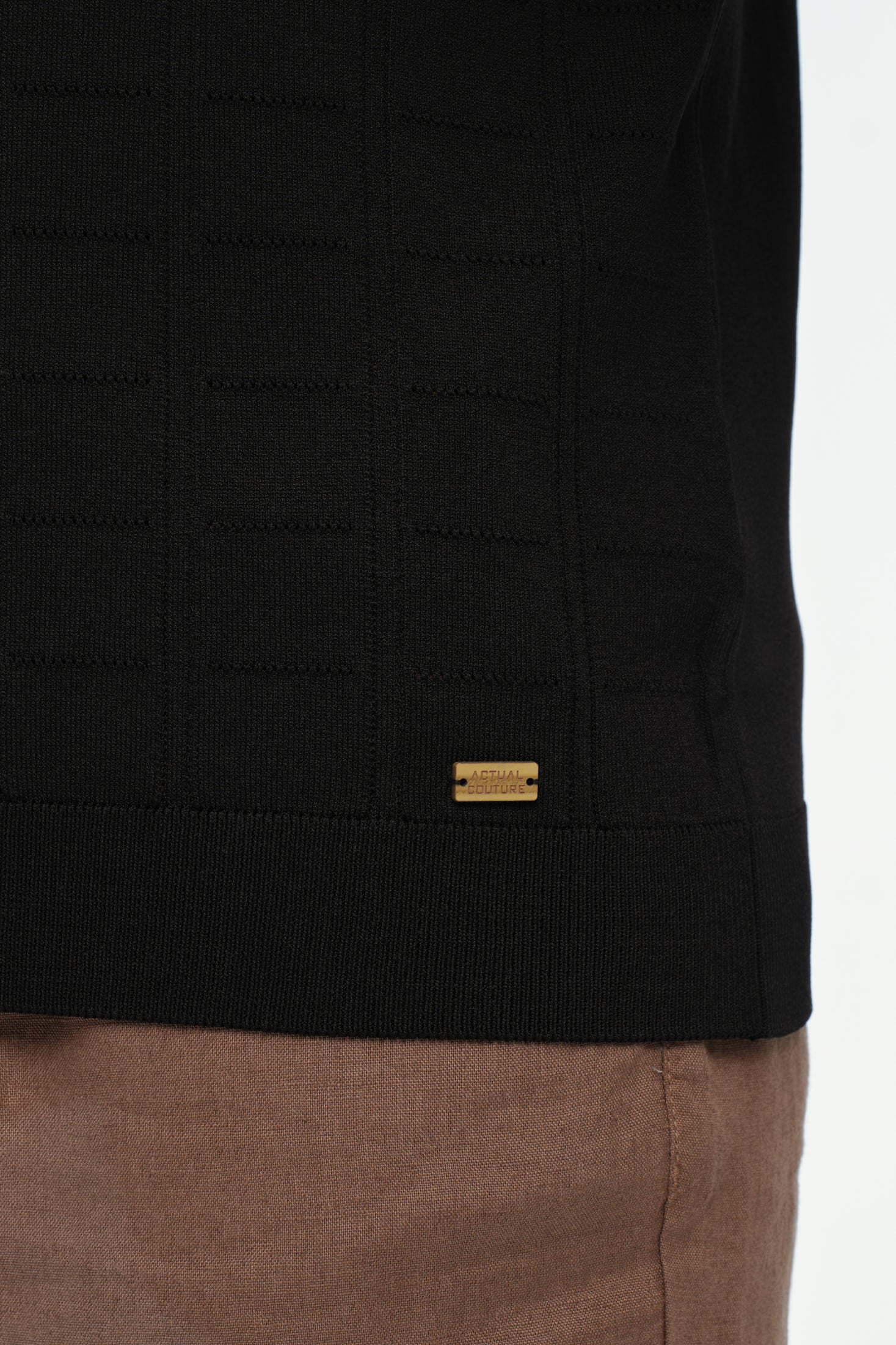 Gestructureerde tricot knit polo met ritskraag | Verfijnde gestructureerde elegantie – Model 8041