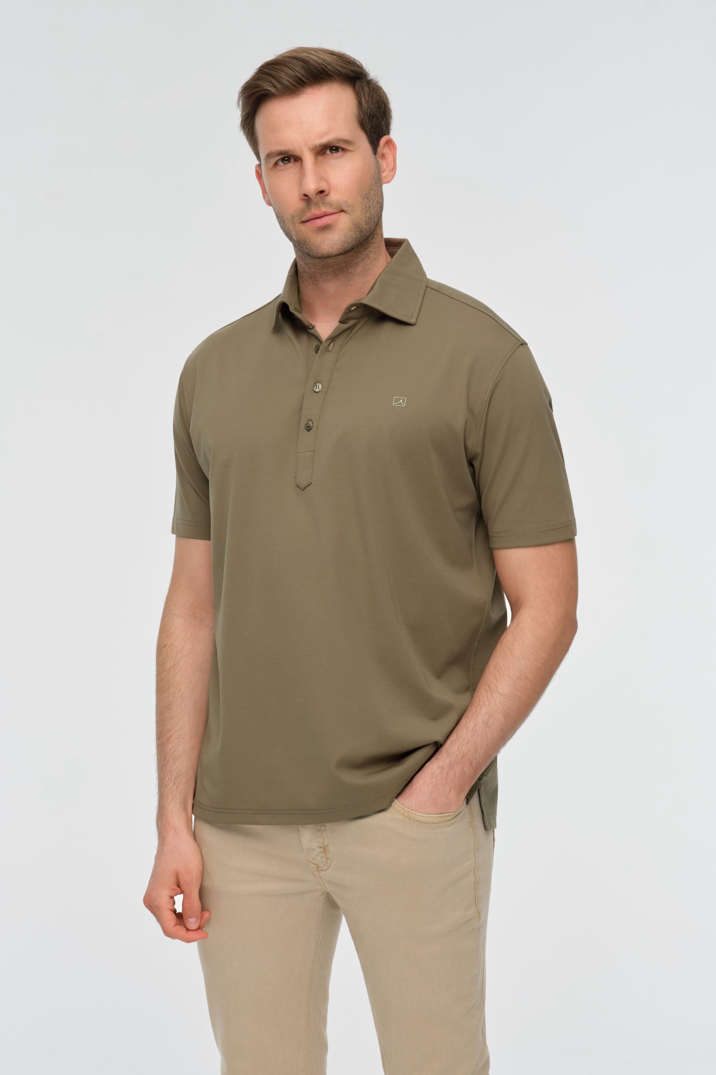 Getailleerde knit polo | Premium stretch stof voor moderne business casual – Model 8038