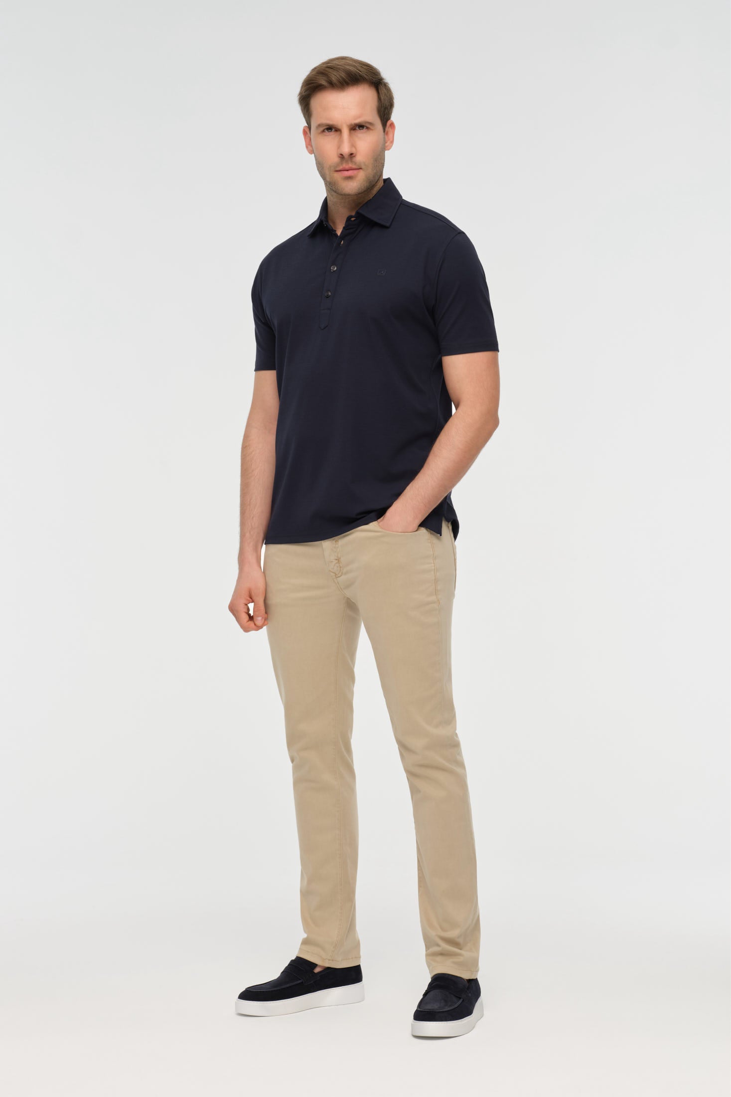 Getailleerde knit polo | Premium stretch stof voor moderne business casual – Model 8038