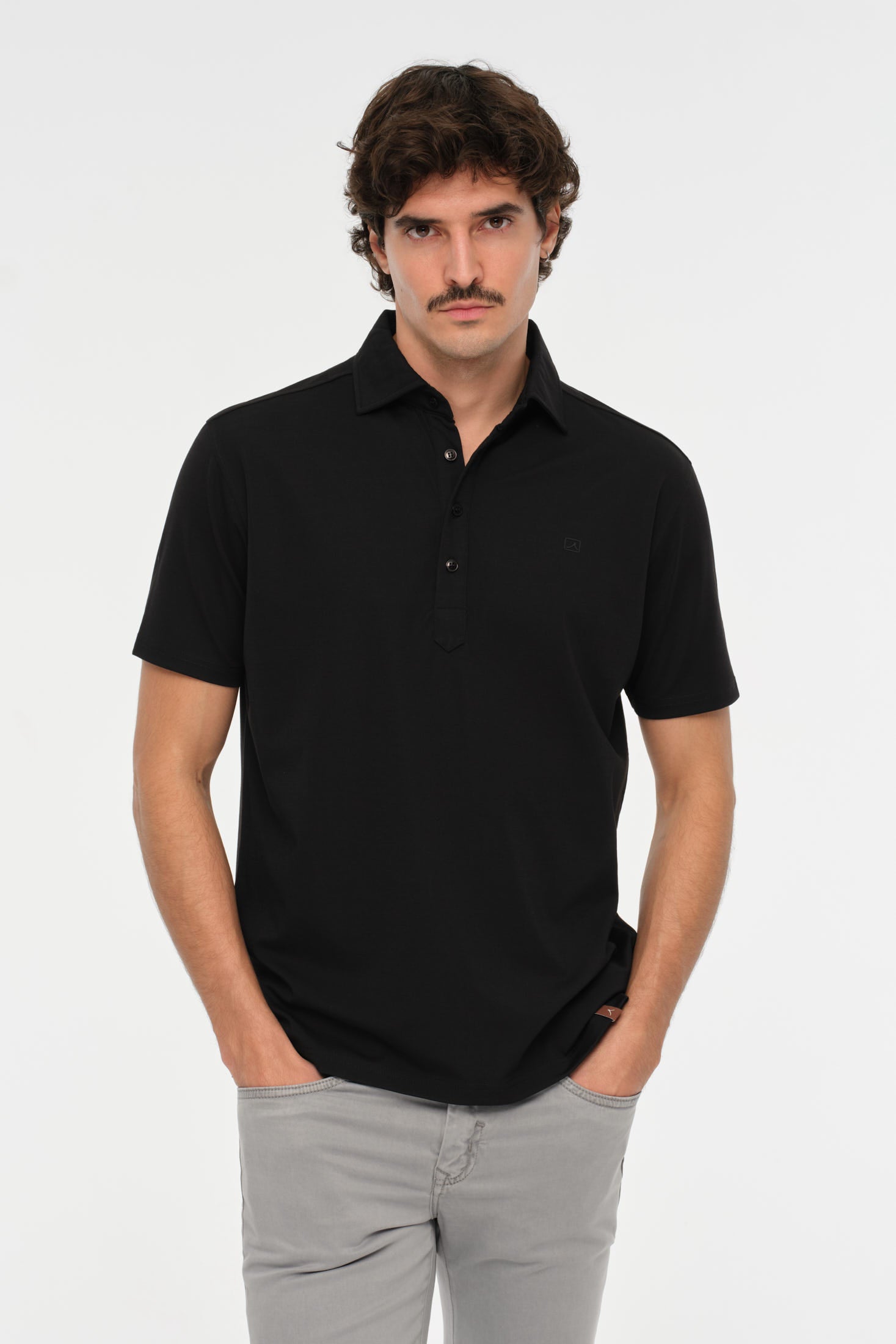 Getailleerde knit polo | Premium stretch stof voor moderne business casual – Model 8038