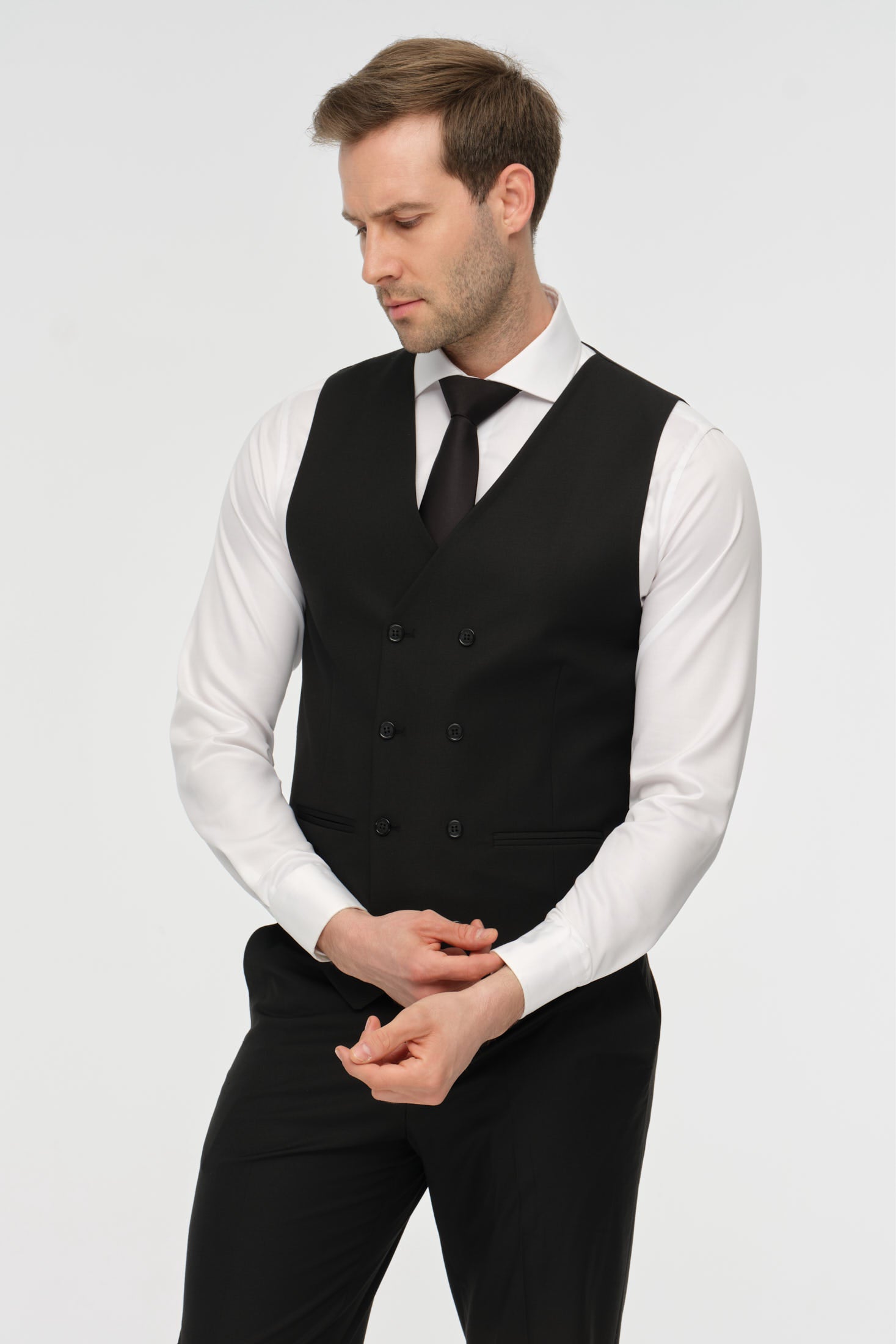 Maßgeschneiderte Weste | Doppelreihiger formeller Stil – Modell W-002