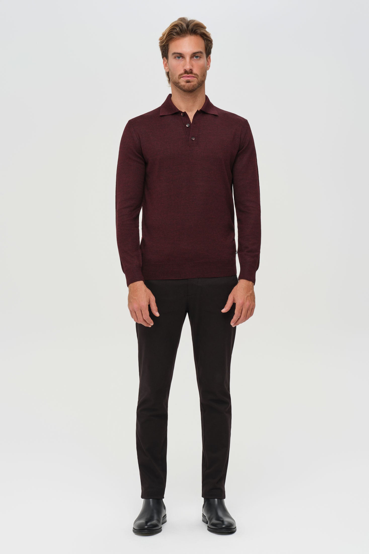 Men’s Premium Long-Sleeve Knit Pullover – Wool Blend Comfort | Style 8014