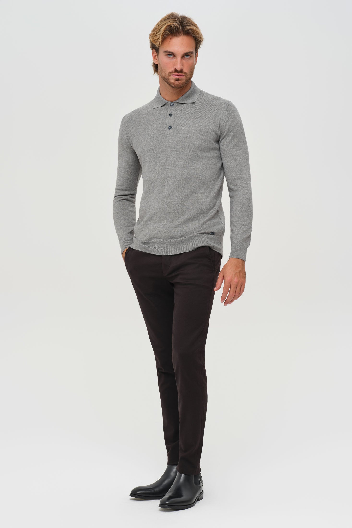 Men’s Premium Long-Sleeve Knit Pullover – Wool Blend Comfort | Style 8014