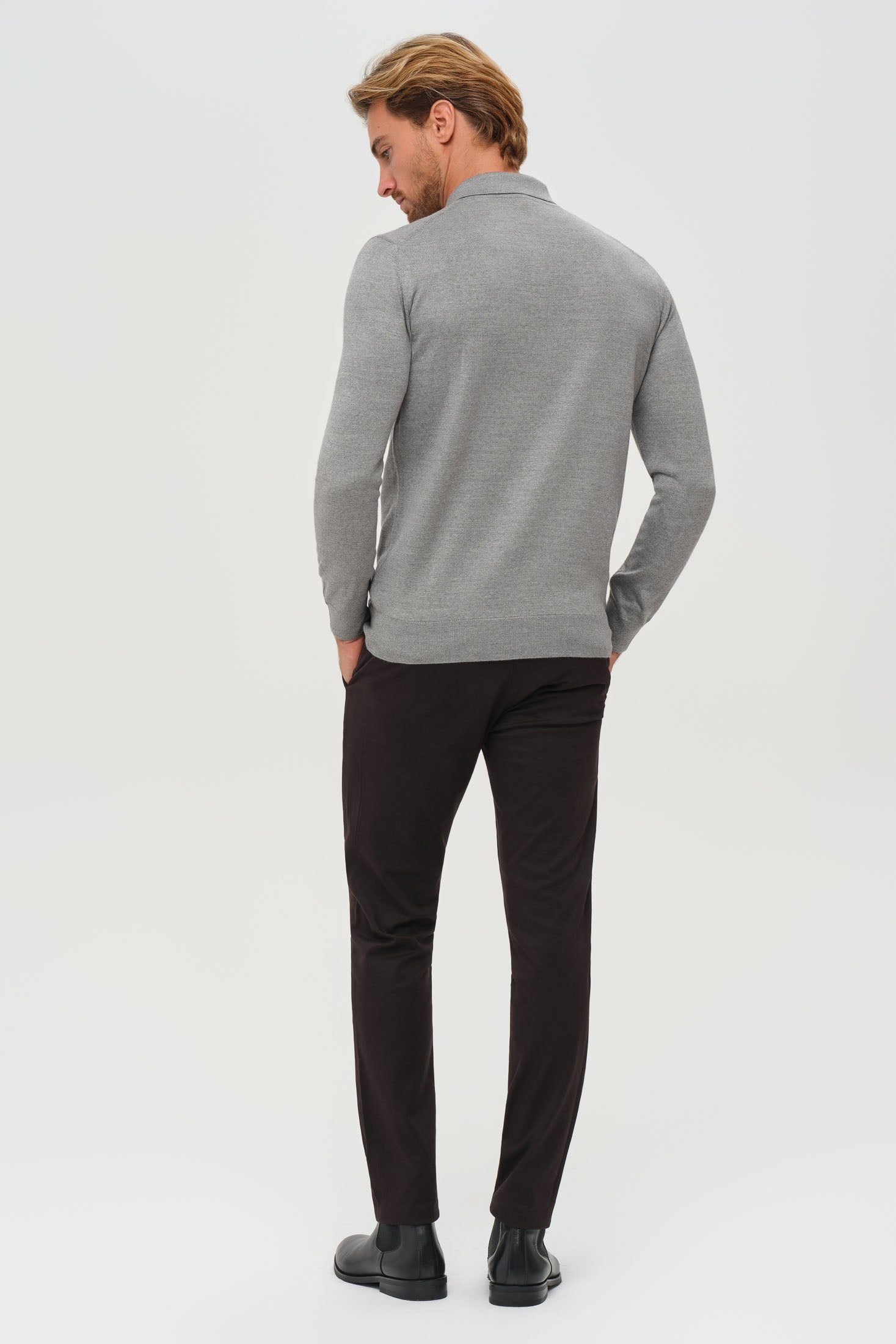 Men’s Premium Long-Sleeve Knit Pullover – Wool Blend Comfort | Style 8014