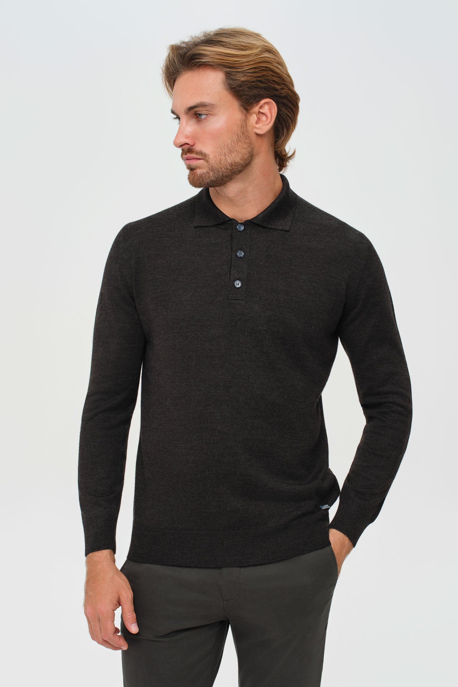 Men’s Premium Long-Sleeve Knit Pullover – Wool Blend Comfort | Style 8014