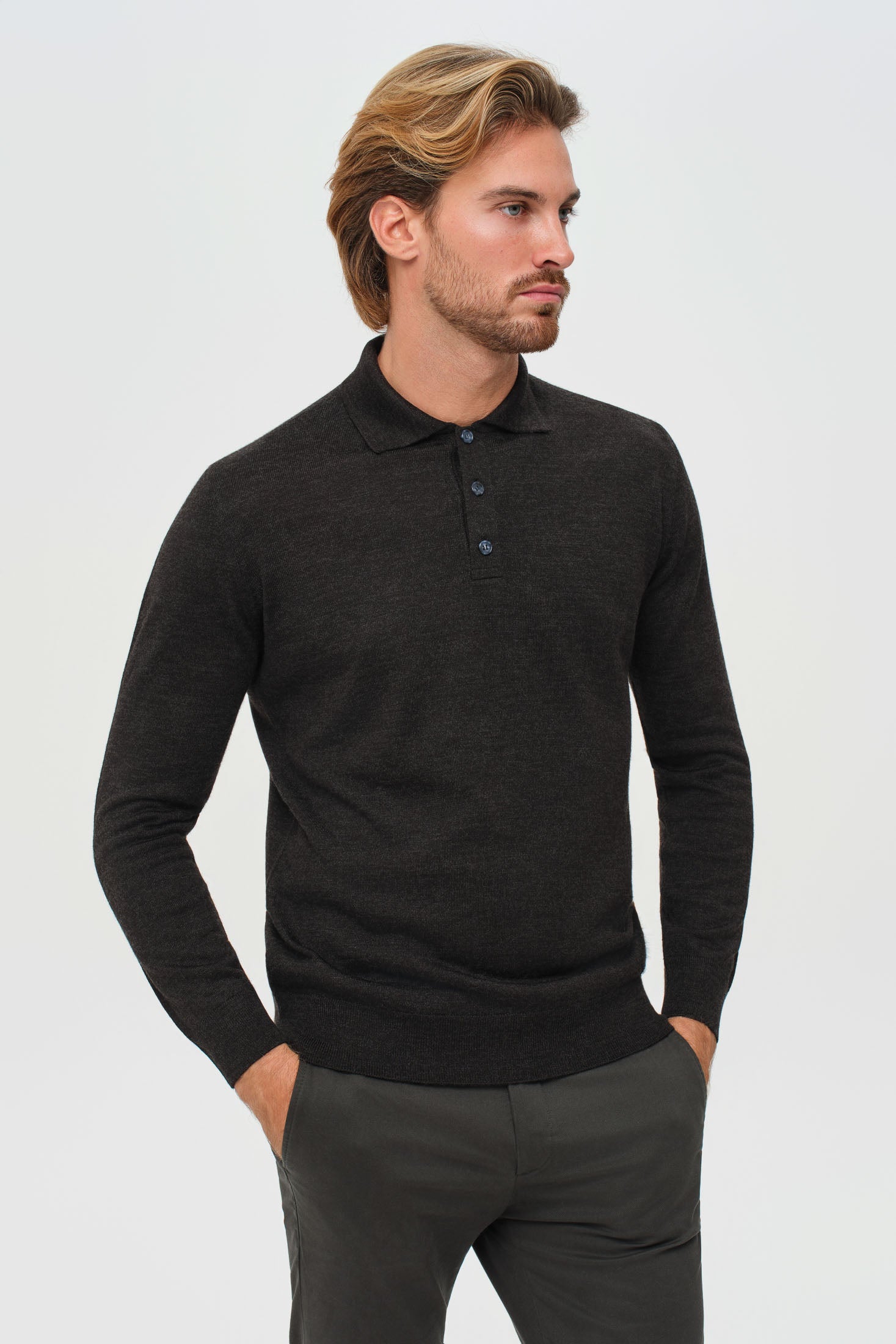 Men’s Premium Long-Sleeve Knit Pullover – Wool Blend Comfort | Style 8014