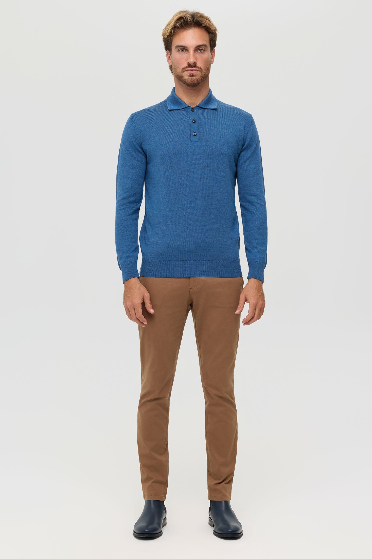 Men’s Premium Long-Sleeve Knit Pullover – Wool Blend Comfort | Style 8014