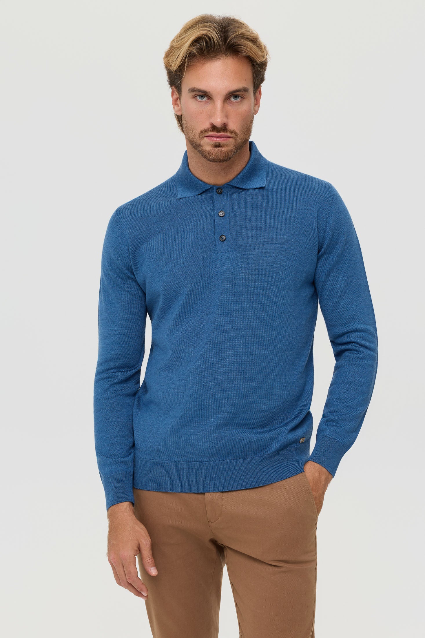 Men’s Premium Long-Sleeve Knit Pullover – Wool Blend Comfort | Style 8014