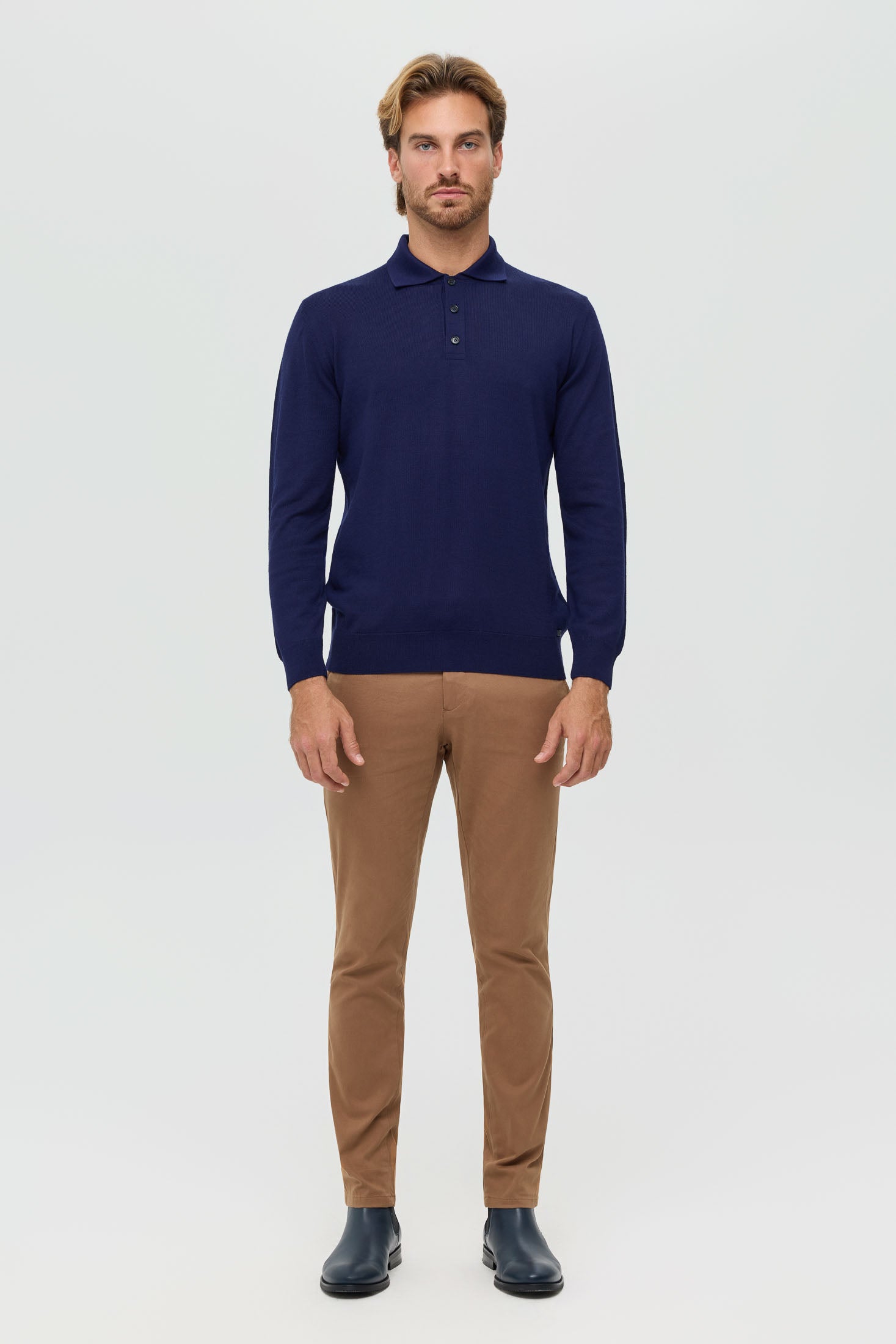 Men’s Premium Long-Sleeve Knit Pullover – Wool Blend Comfort | Style 8014