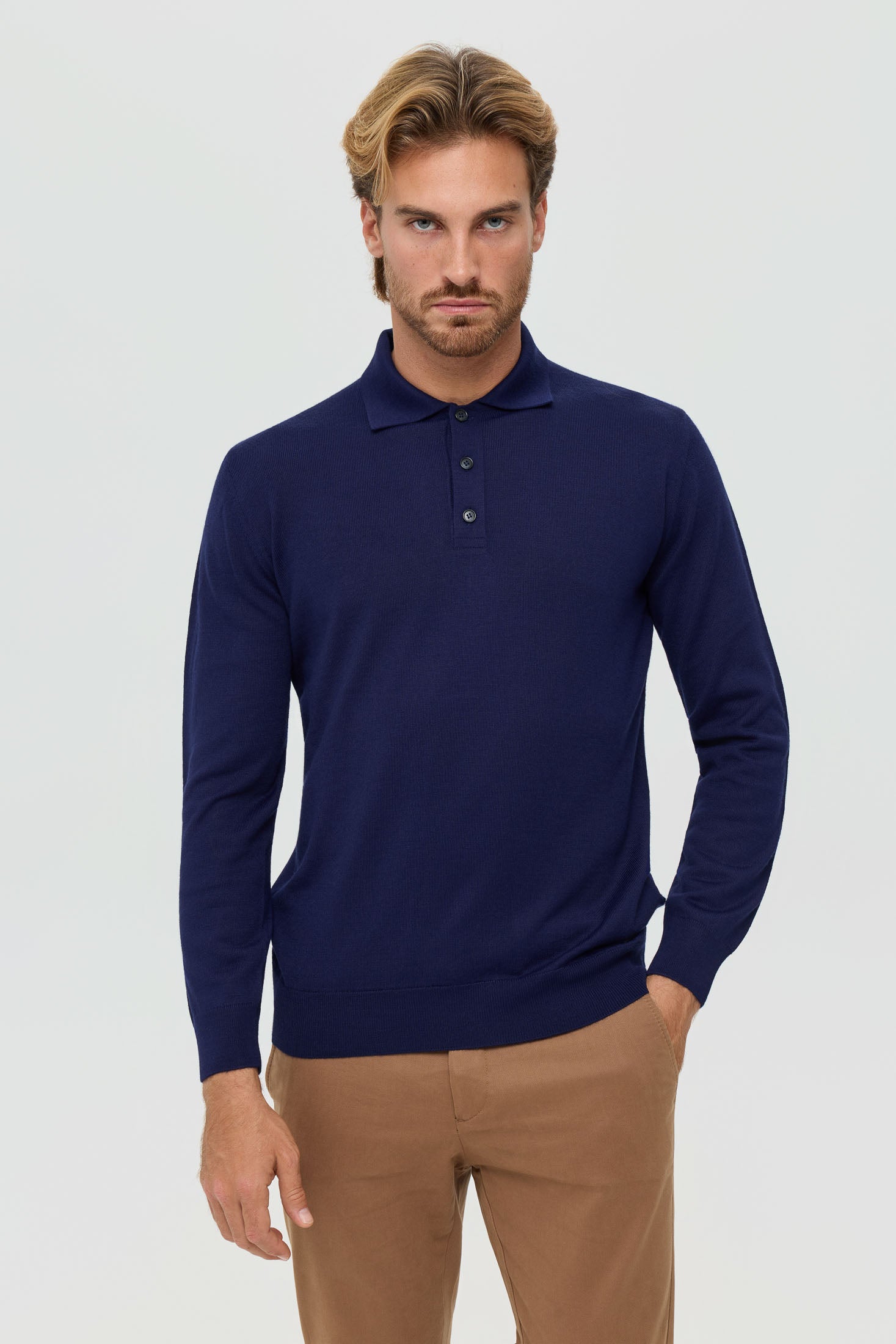 Men’s Premium Long-Sleeve Knit Pullover – Wool Blend Comfort | Style 8014