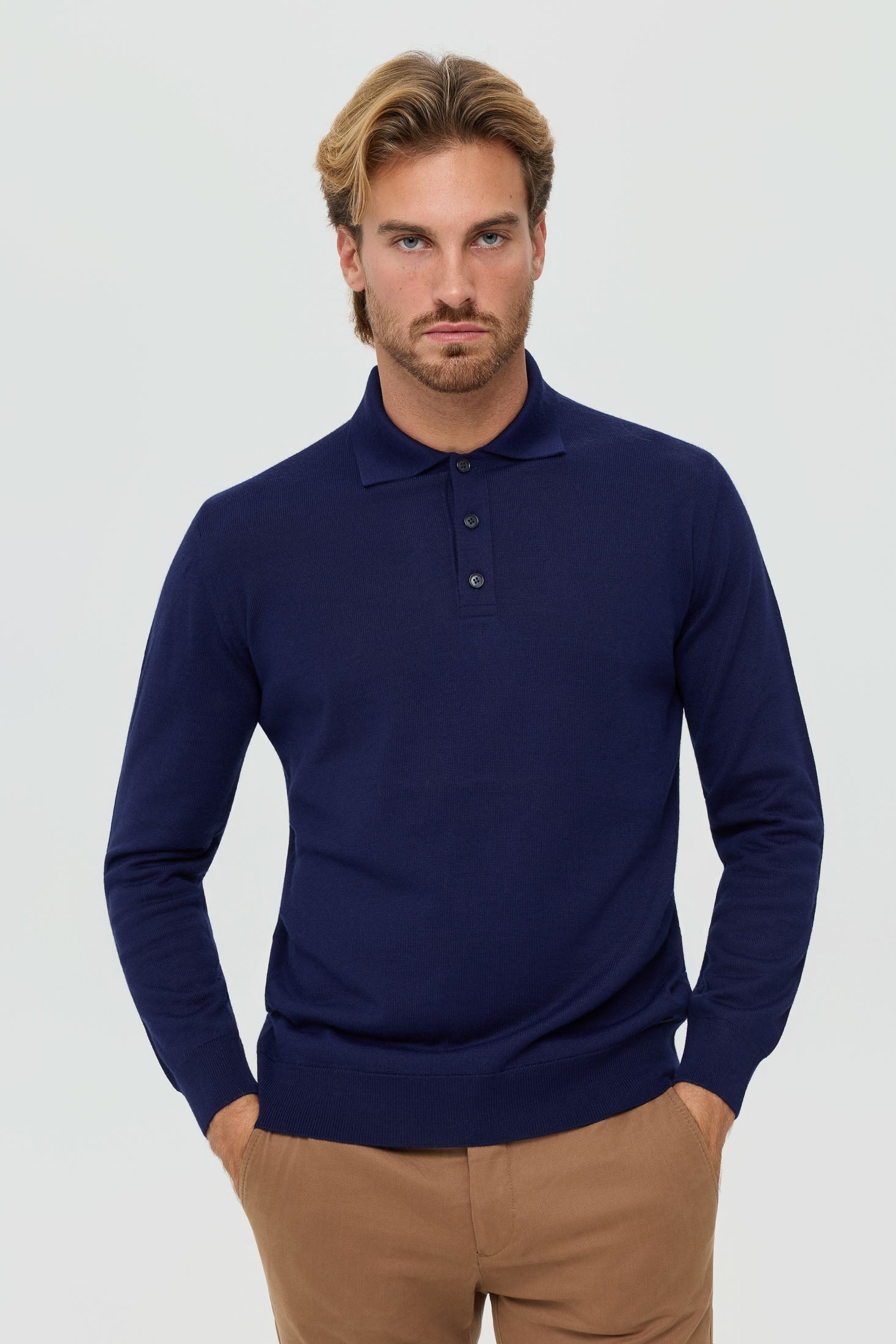 Men’s Premium Long-Sleeve Knit Pullover – Wool Blend Comfort | Style 8014