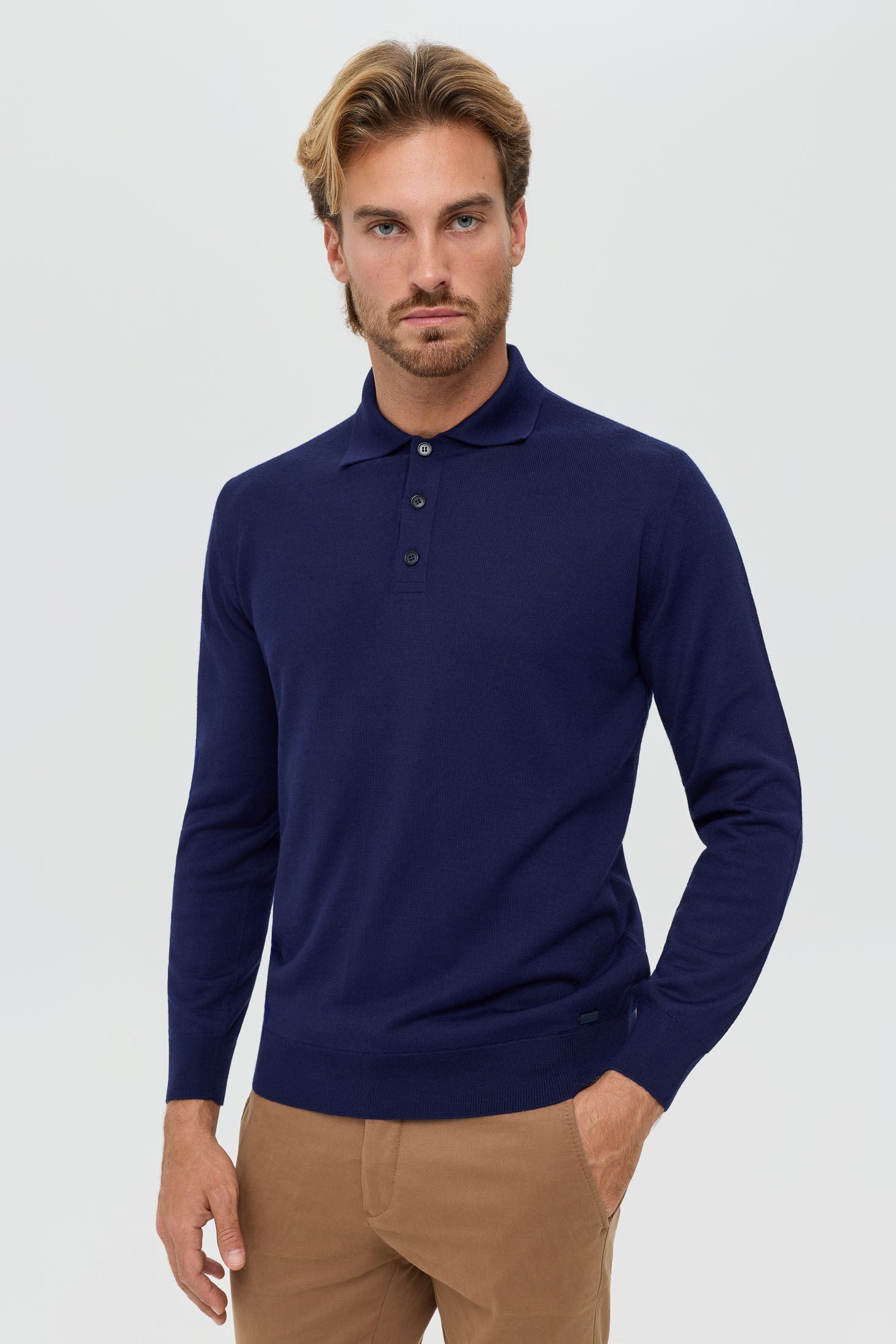 Men’s Premium Long-Sleeve Knit Pullover – Wool Blend Comfort | Style 8014