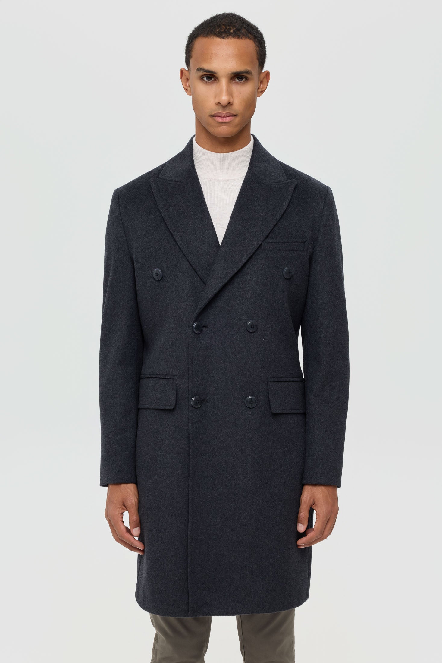 Men’s Double-Breasted Wool Blend Trench Coat – Timeless Elegance | Style 6065