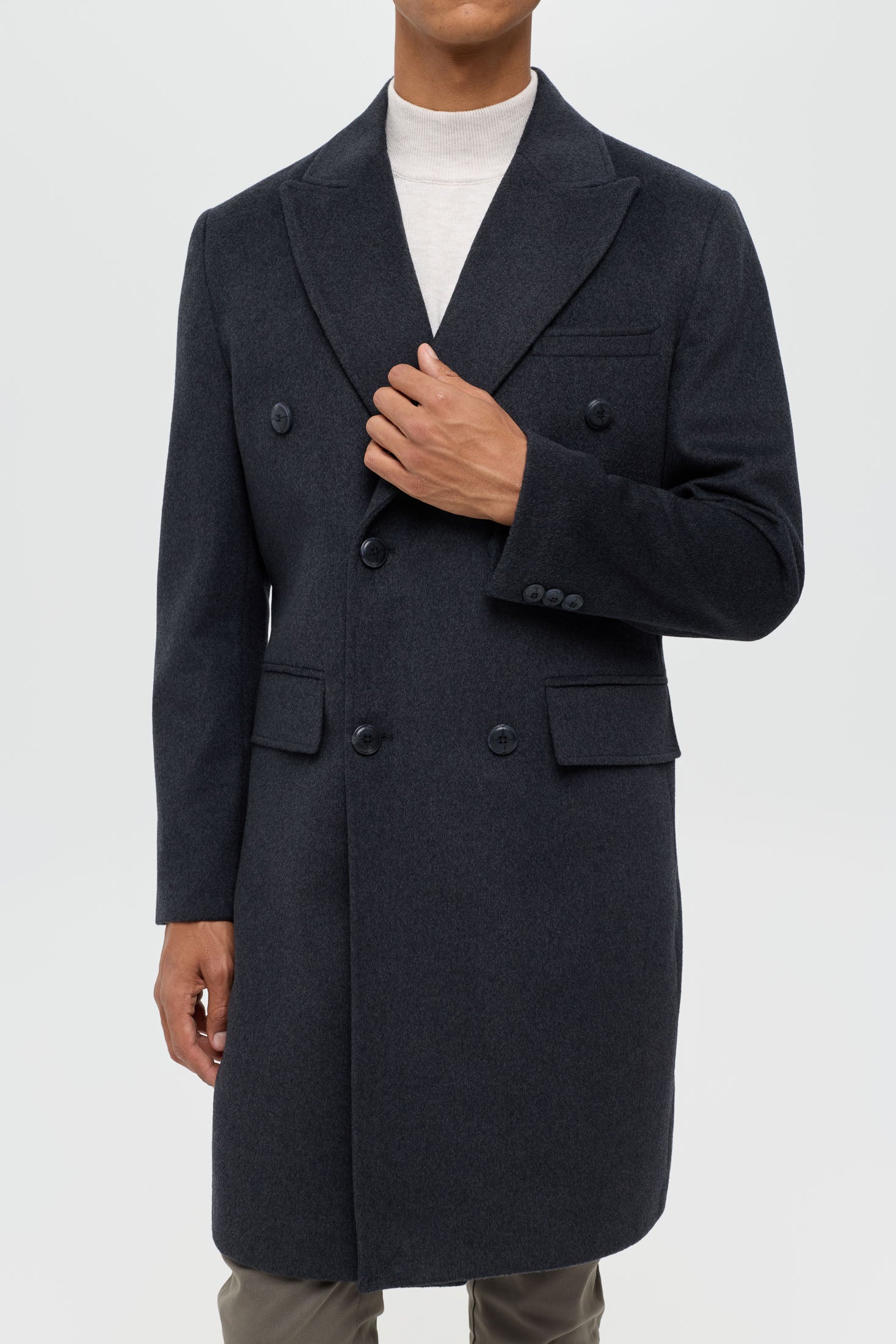 Men’s Double-Breasted Wool Blend Trench Coat – Timeless Elegance | Style 6065