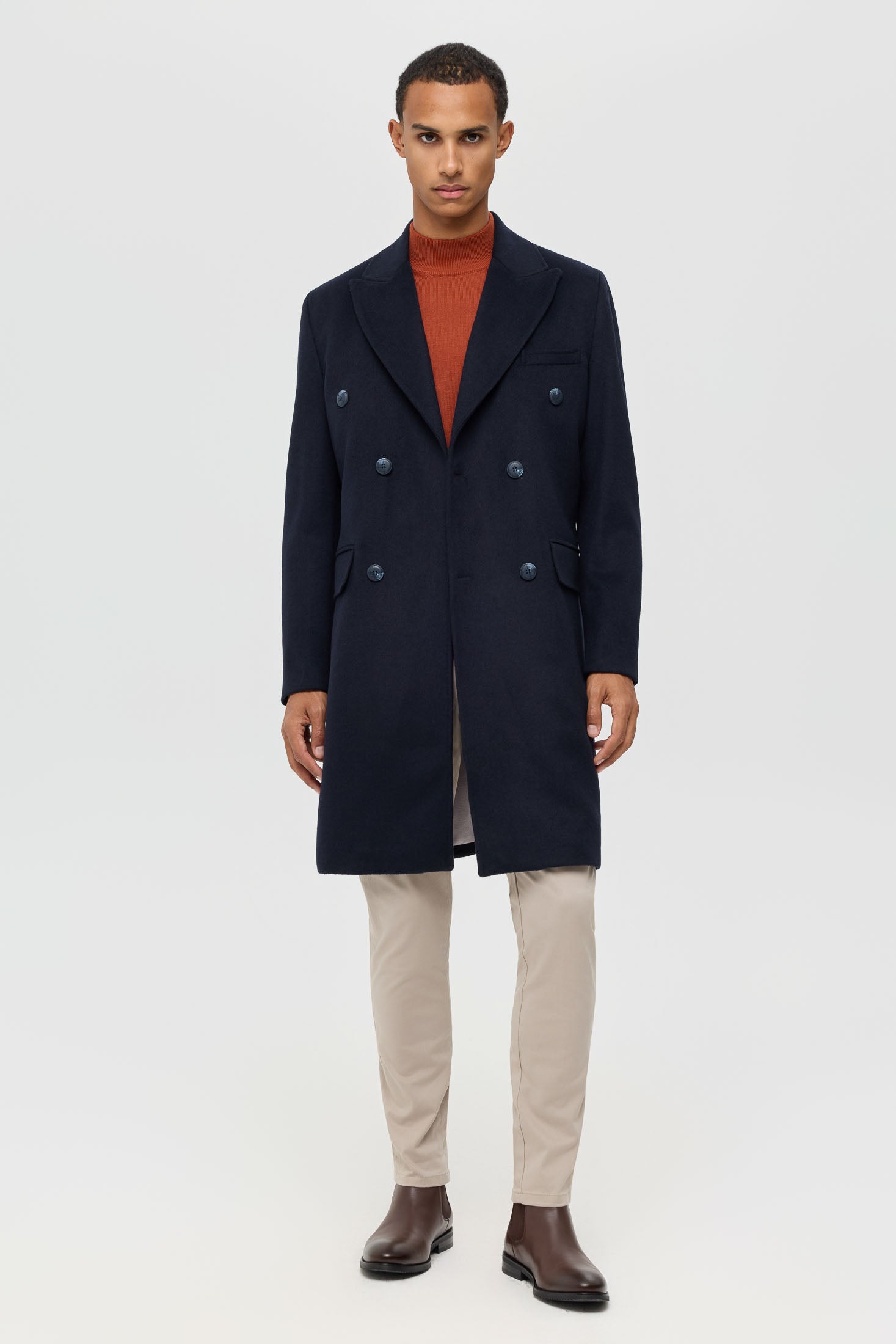 Men’s Double-Breasted Wool Blend Trench Coat – Timeless Elegance | Style 6065