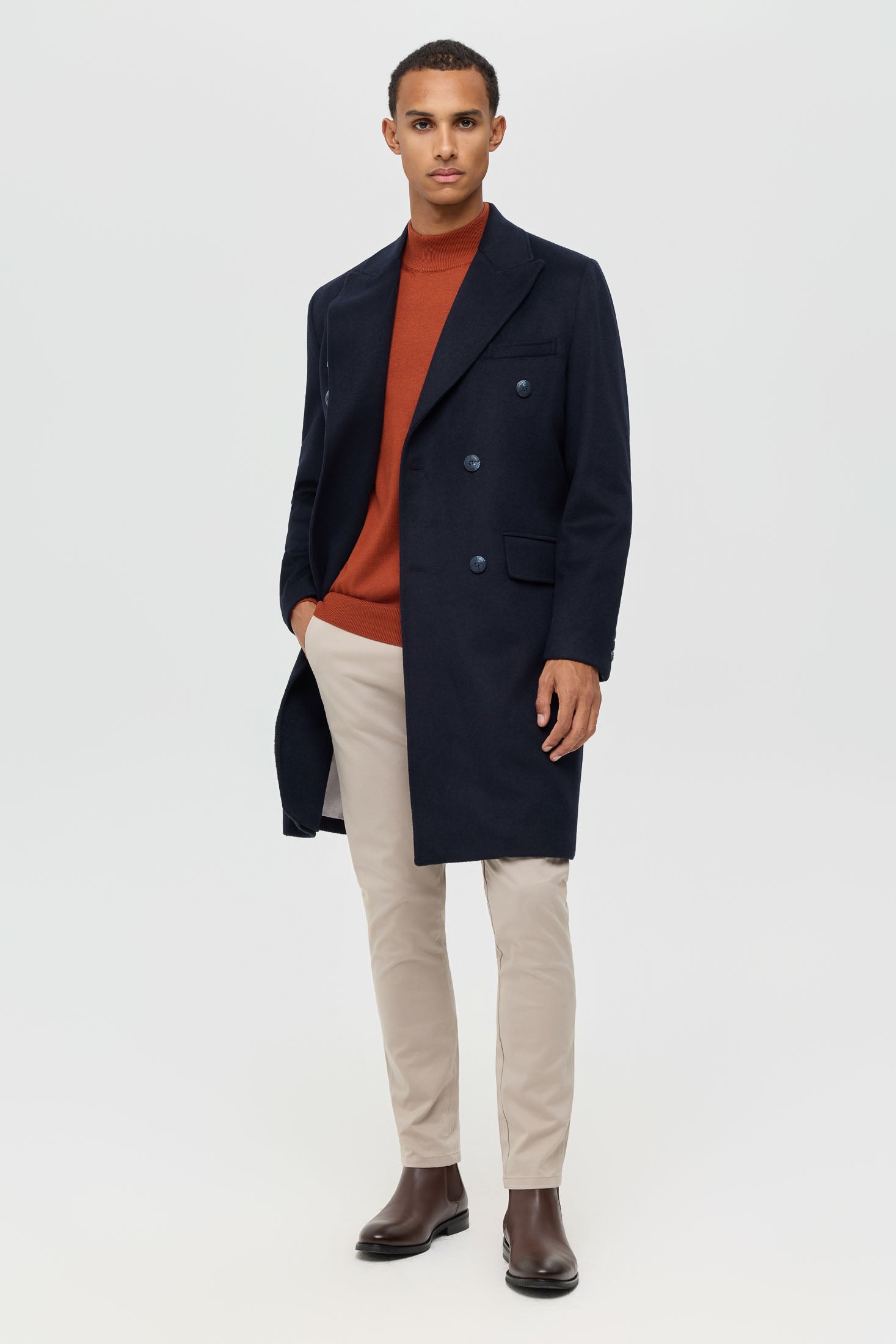 Men’s Double-Breasted Wool Blend Trench Coat – Timeless Elegance | Style 6065