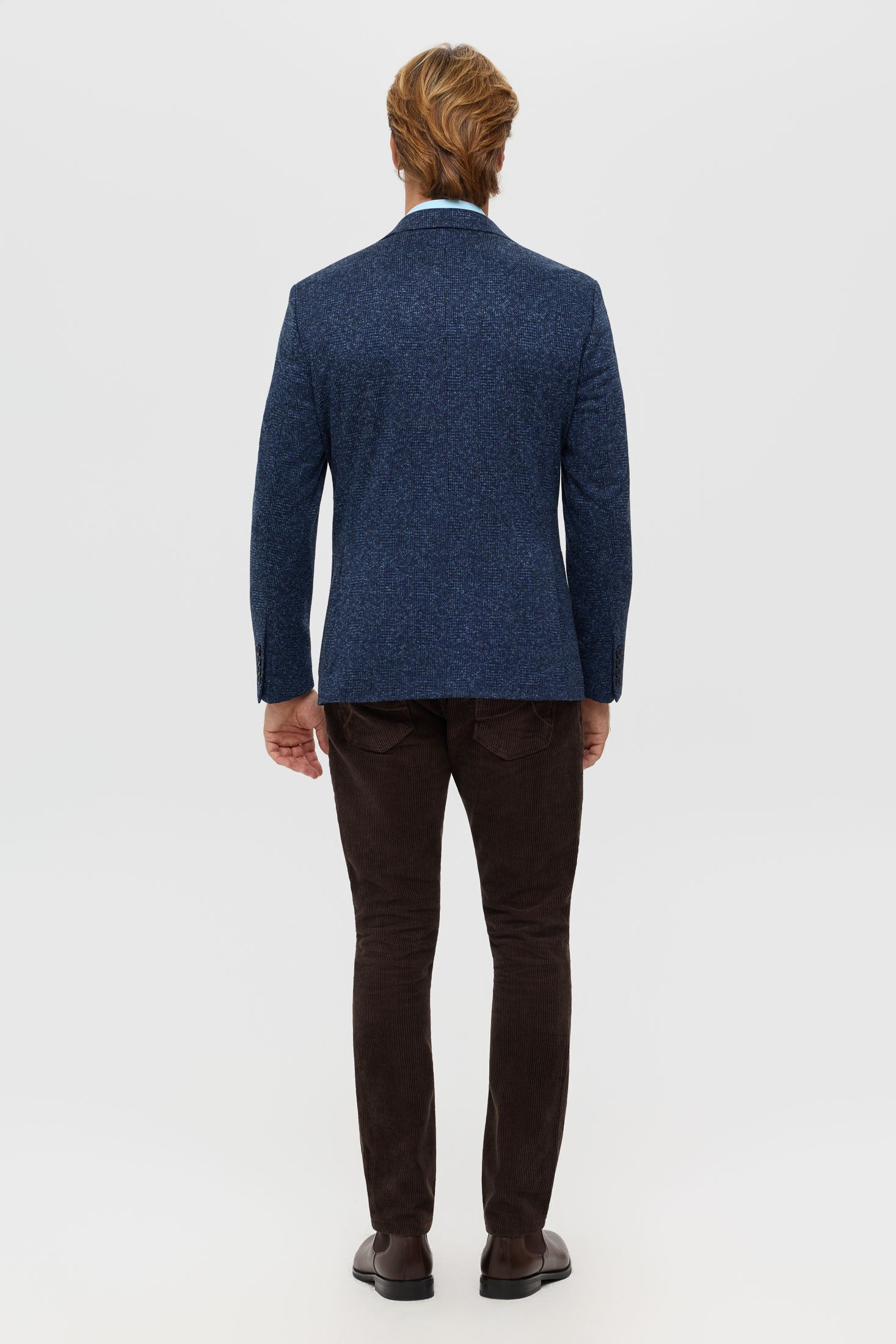 Men’s Premium Knit Blazer – Wool Blend Glen Check | Style 7183