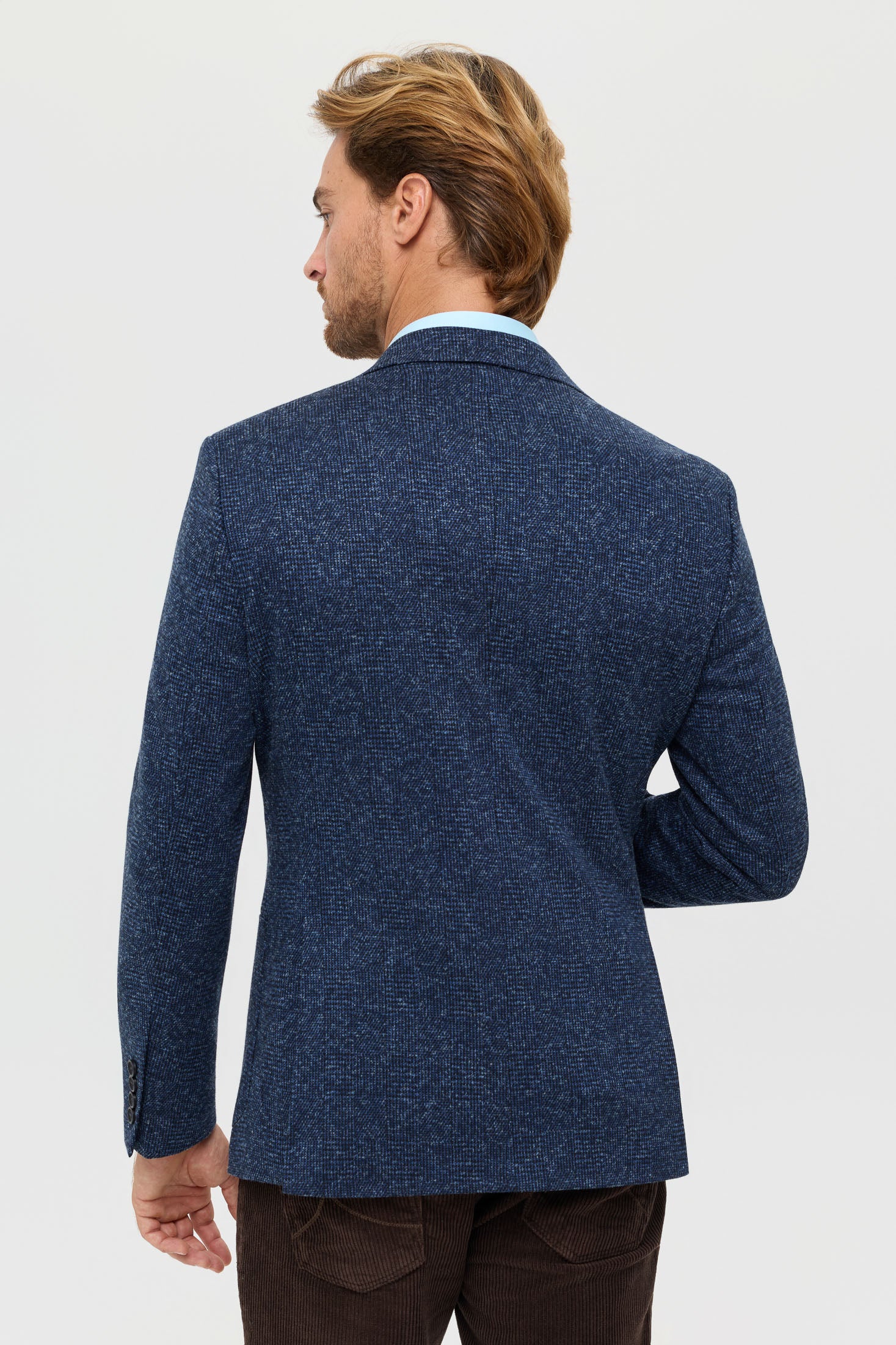 Men’s Premium Knit Blazer – Wool Blend Glen Check | Style 7183