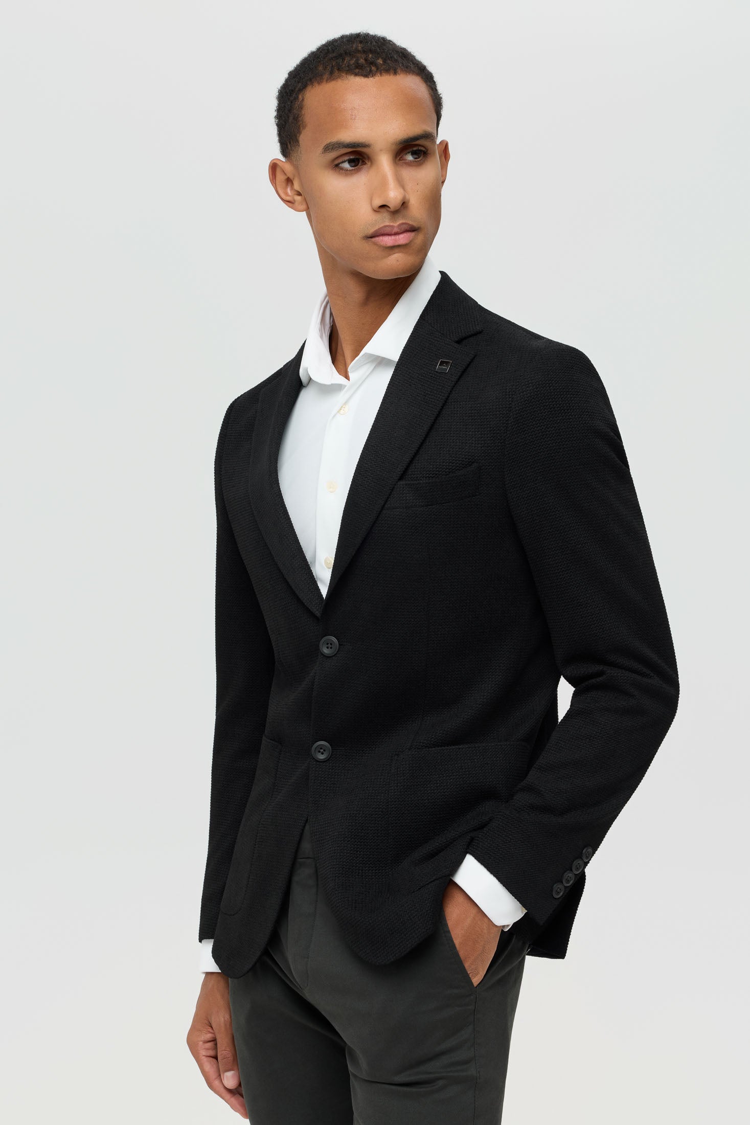 Men’s Premium Knit Blazer – Textured Comfort Stretch | Style 7182