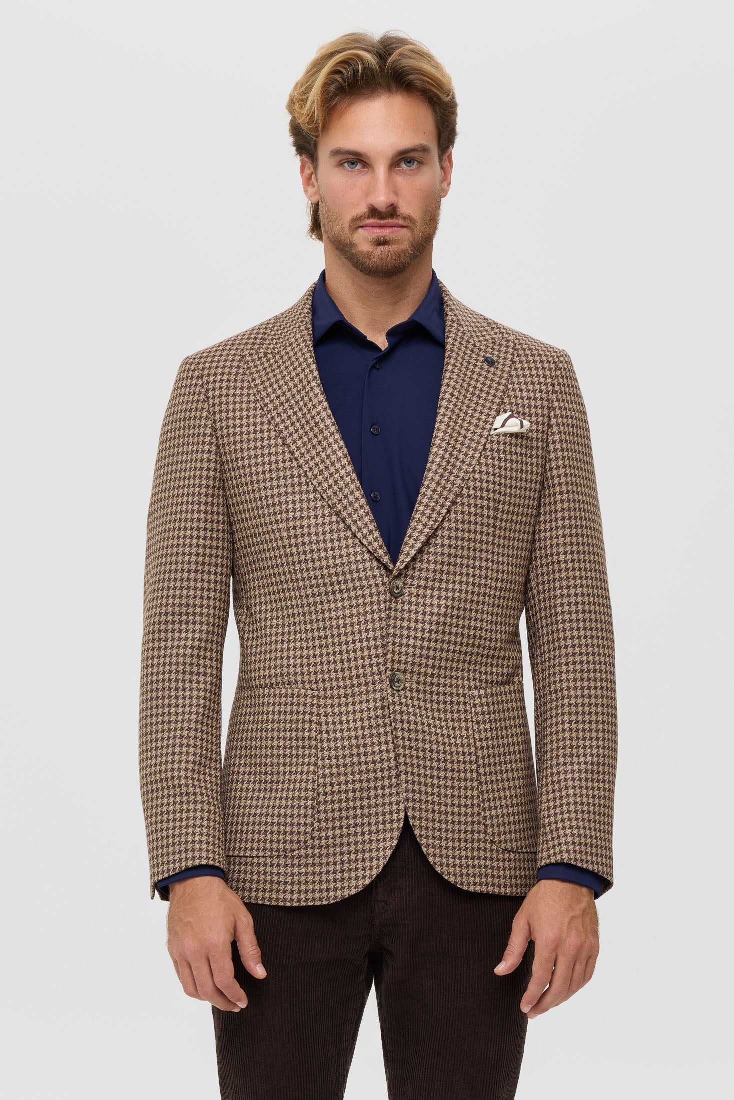 Men’s Premium Blazer – Houndstooth & Micro-Check Weave | Style 7178