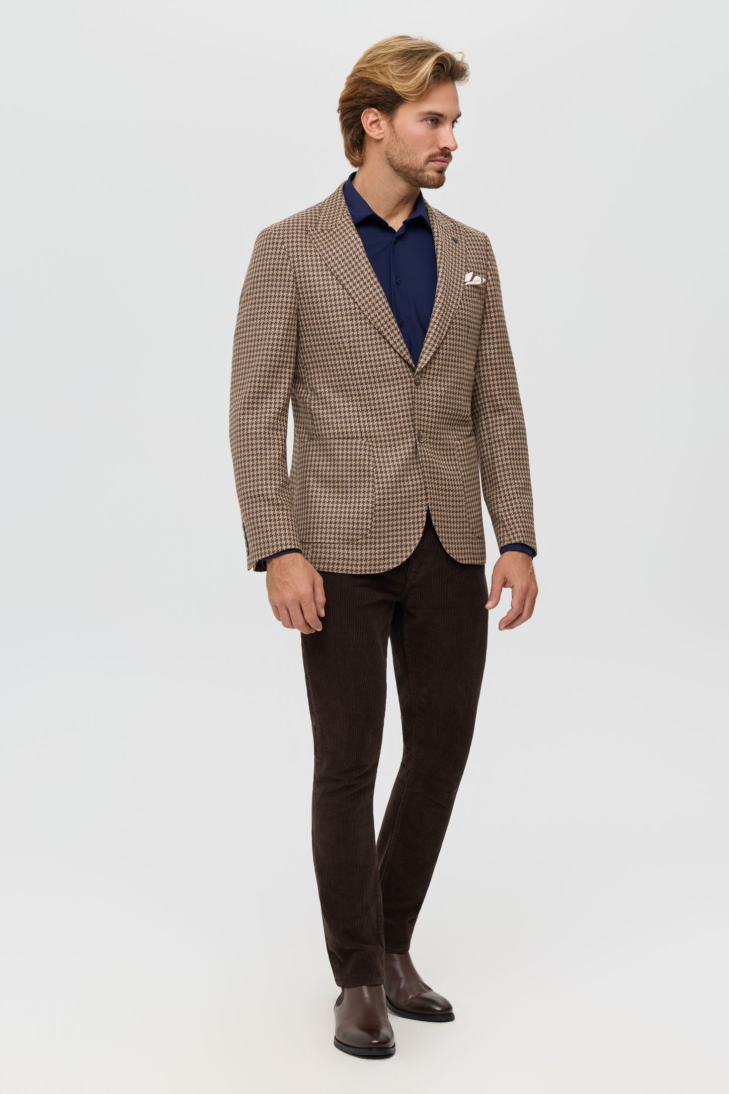 Men’s Premium Blazer – Houndstooth & Micro-Check Weave | Style 7178