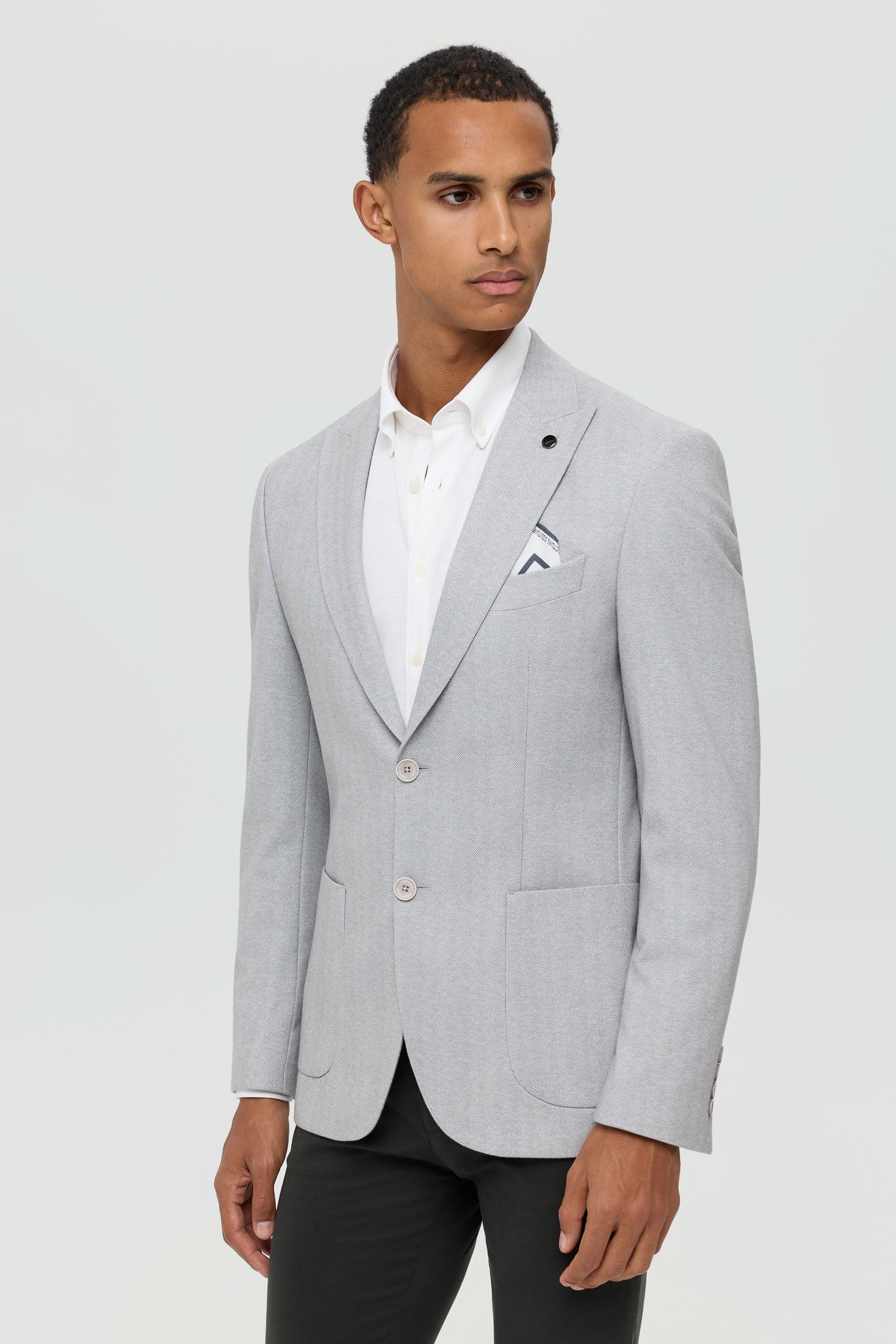 Men’s Premium Knit Blazer – Herringbone Texture | Style 7185