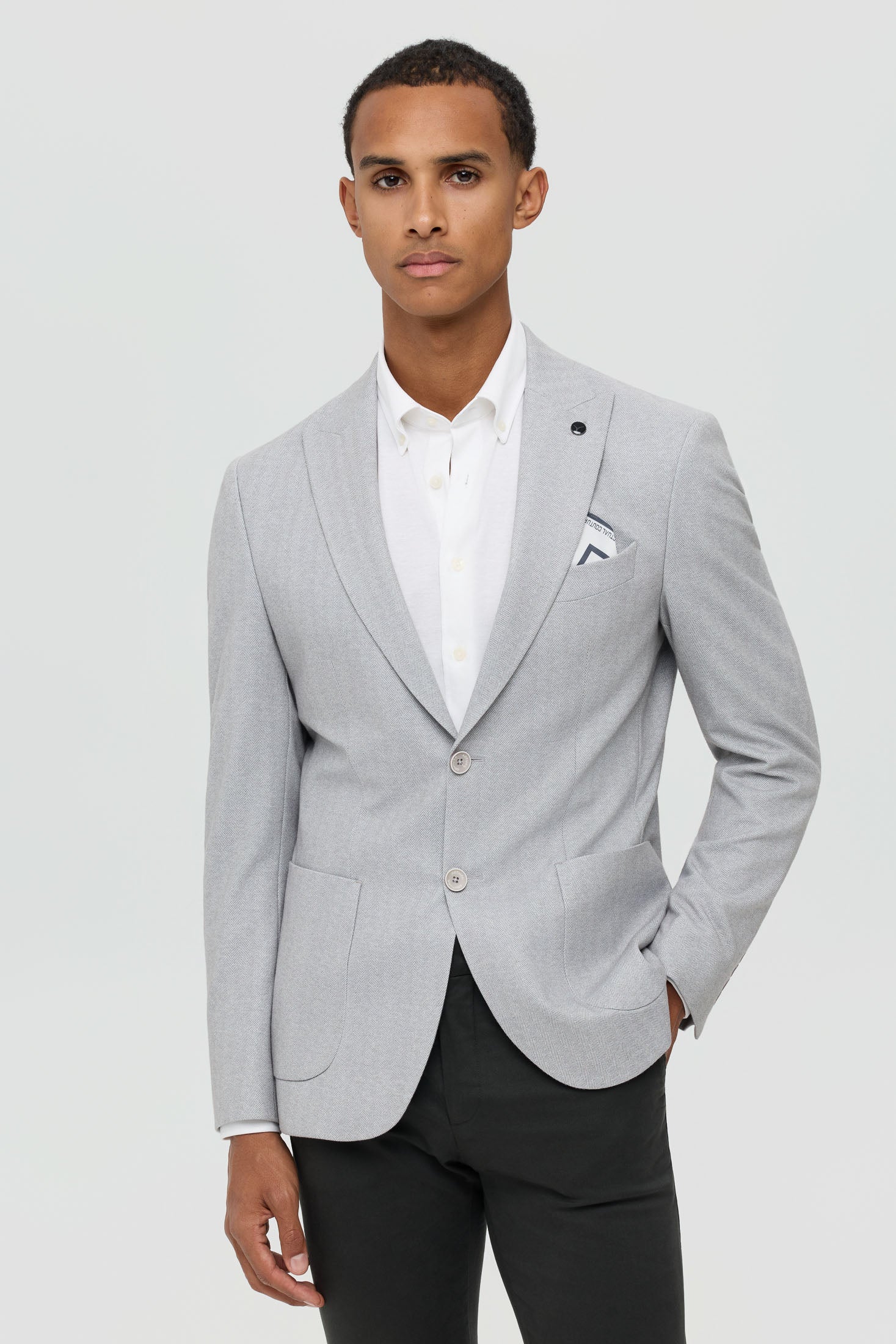 Men’s Premium Knit Blazer – Herringbone Texture | Style 7185
