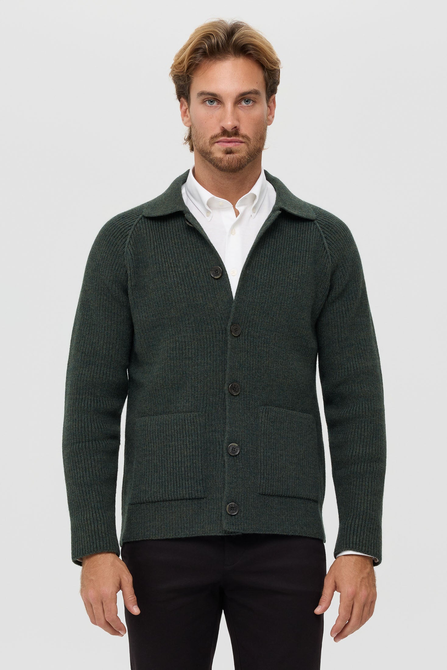 Men’s Premium Buttoned Knit Cardigan – Ribbed Texture | Style 8027
