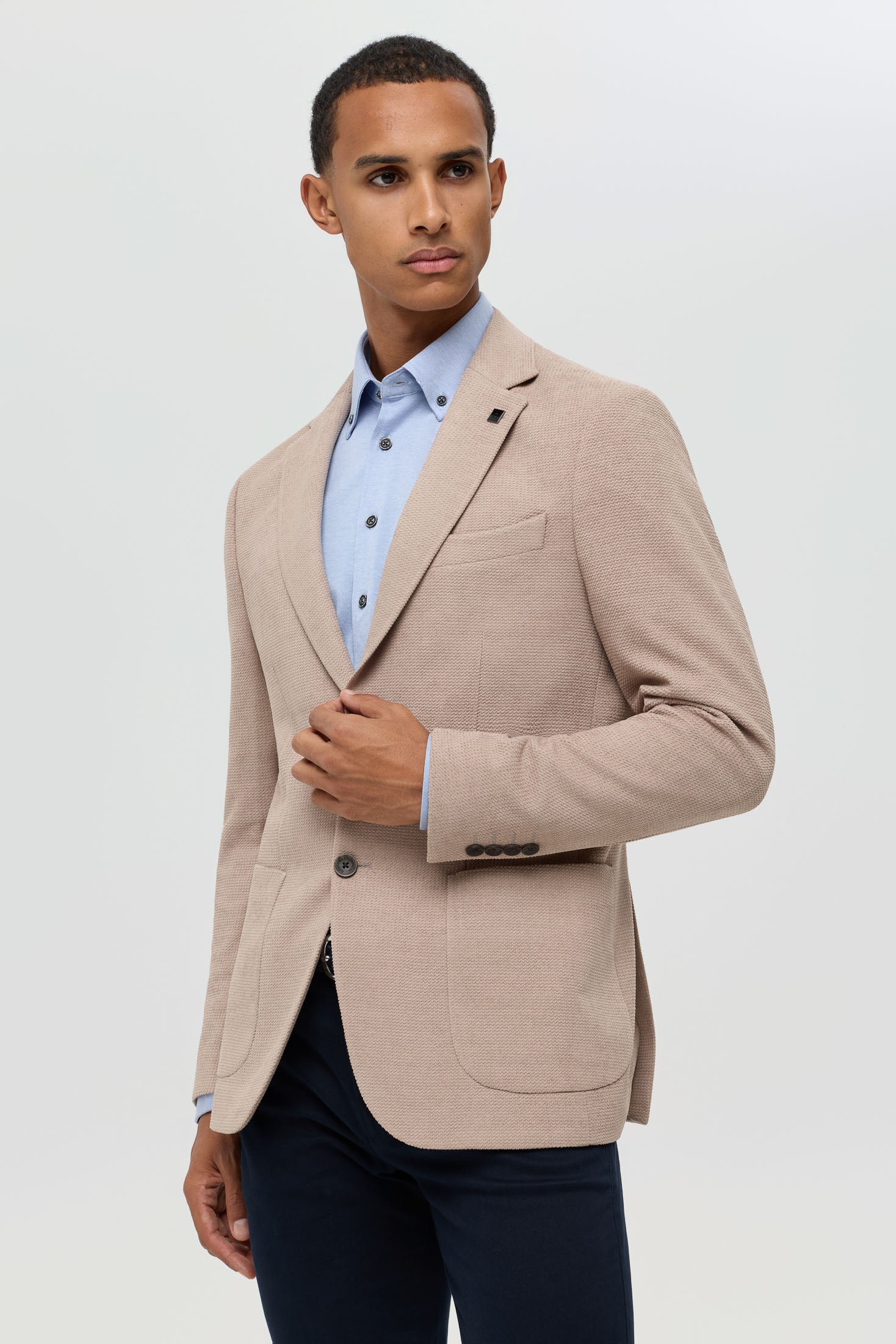 Men’s Premium Knit Blazer – Textured Comfort Stretch | Style 7182
