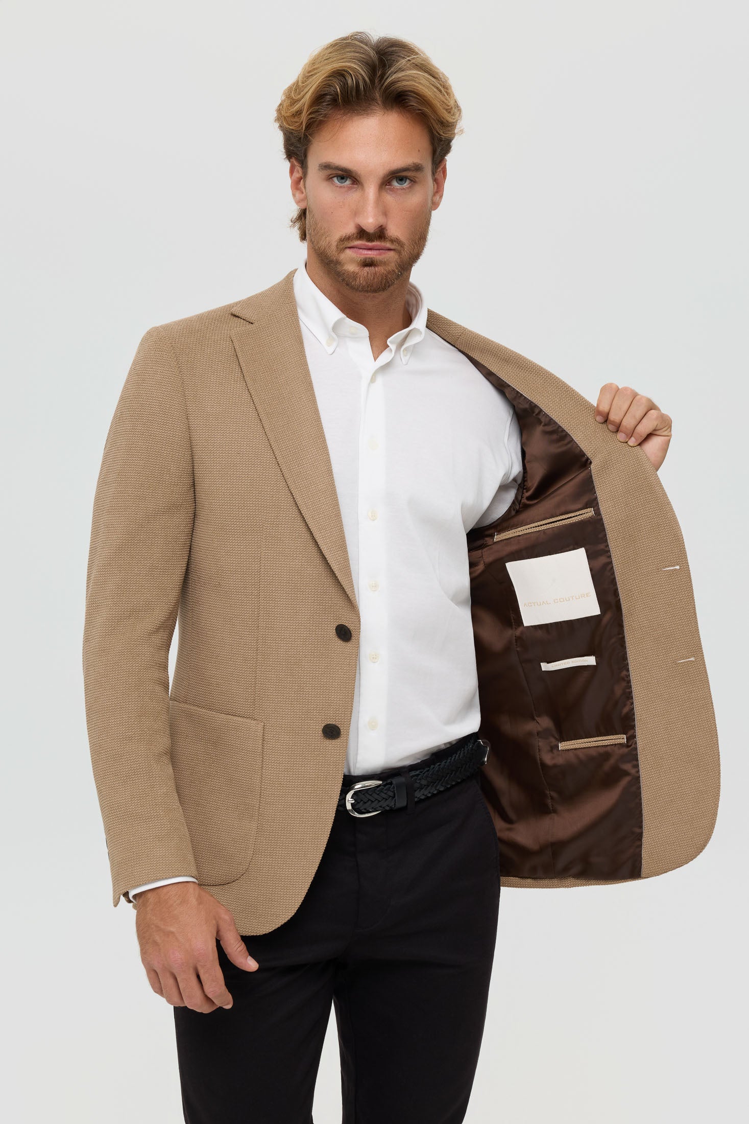 Men’s Premium Knit Blazer – Textured Comfort Stretch | Style 7182