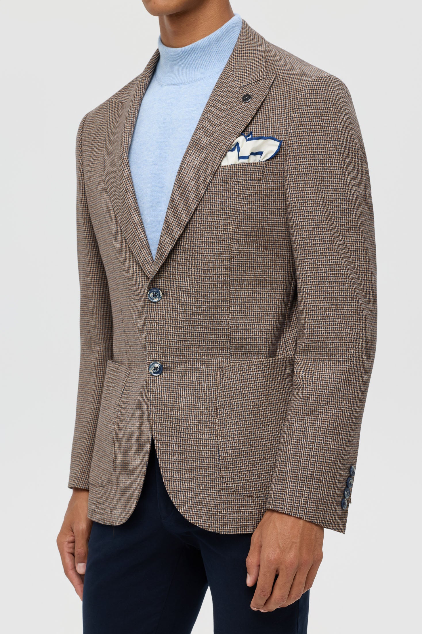 Men’s Premium Blazer – Houndstooth & Micro-Check Weave | Style 7178