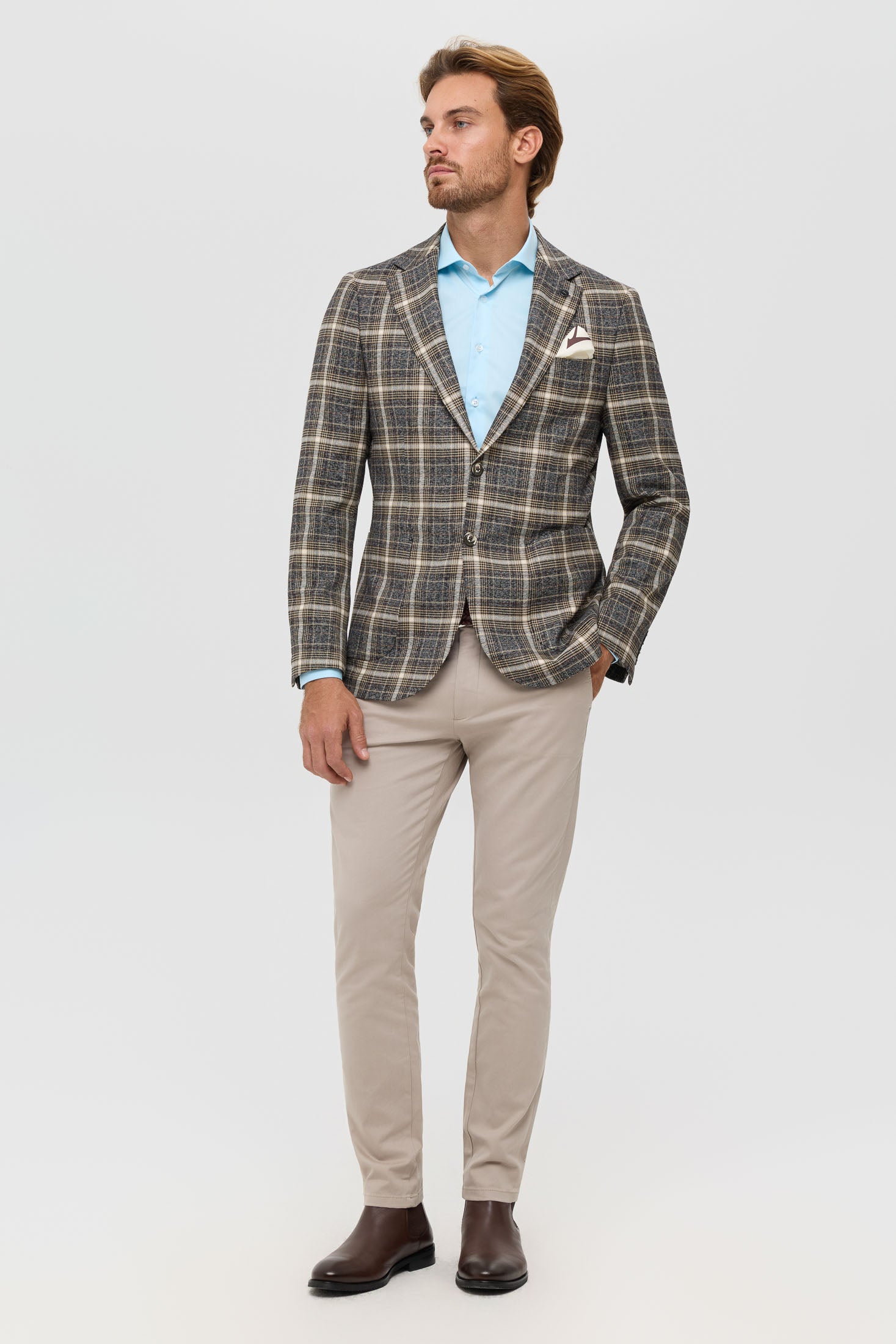 Men’s Premium Checked Blazer – Smart Stretch Weave | Style 7177