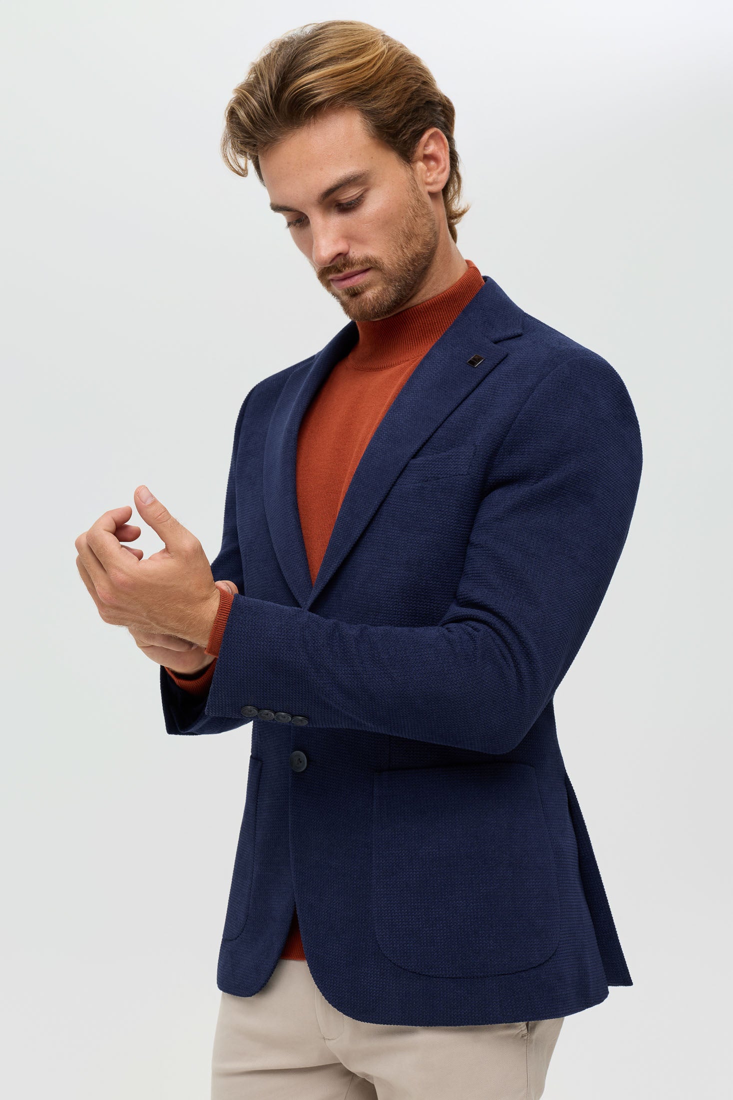 Men’s Premium Knit Blazer – Textured Comfort Stretch | Style 7182