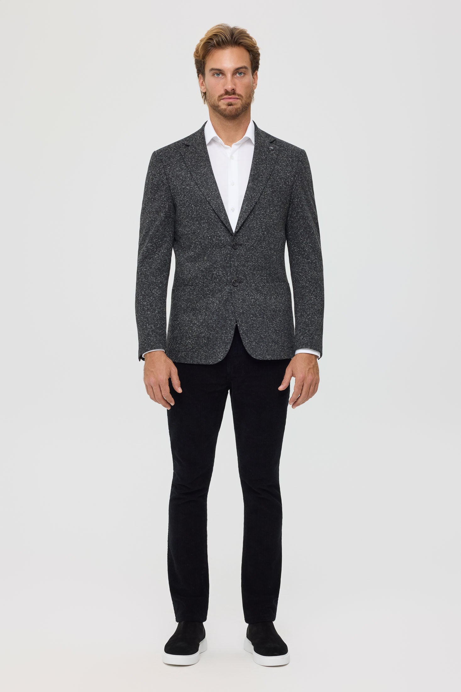 Men’s Premium Knit Blazer – Wool Blend Glen Check | Style 7183
