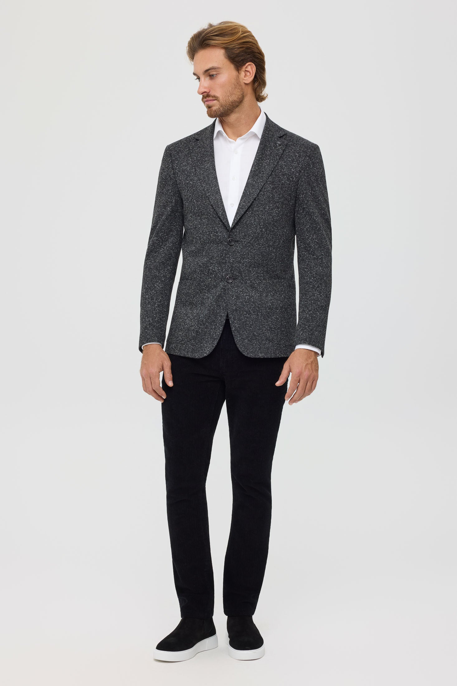 Men’s Premium Knit Blazer – Wool Blend Glen Check | Style 7183