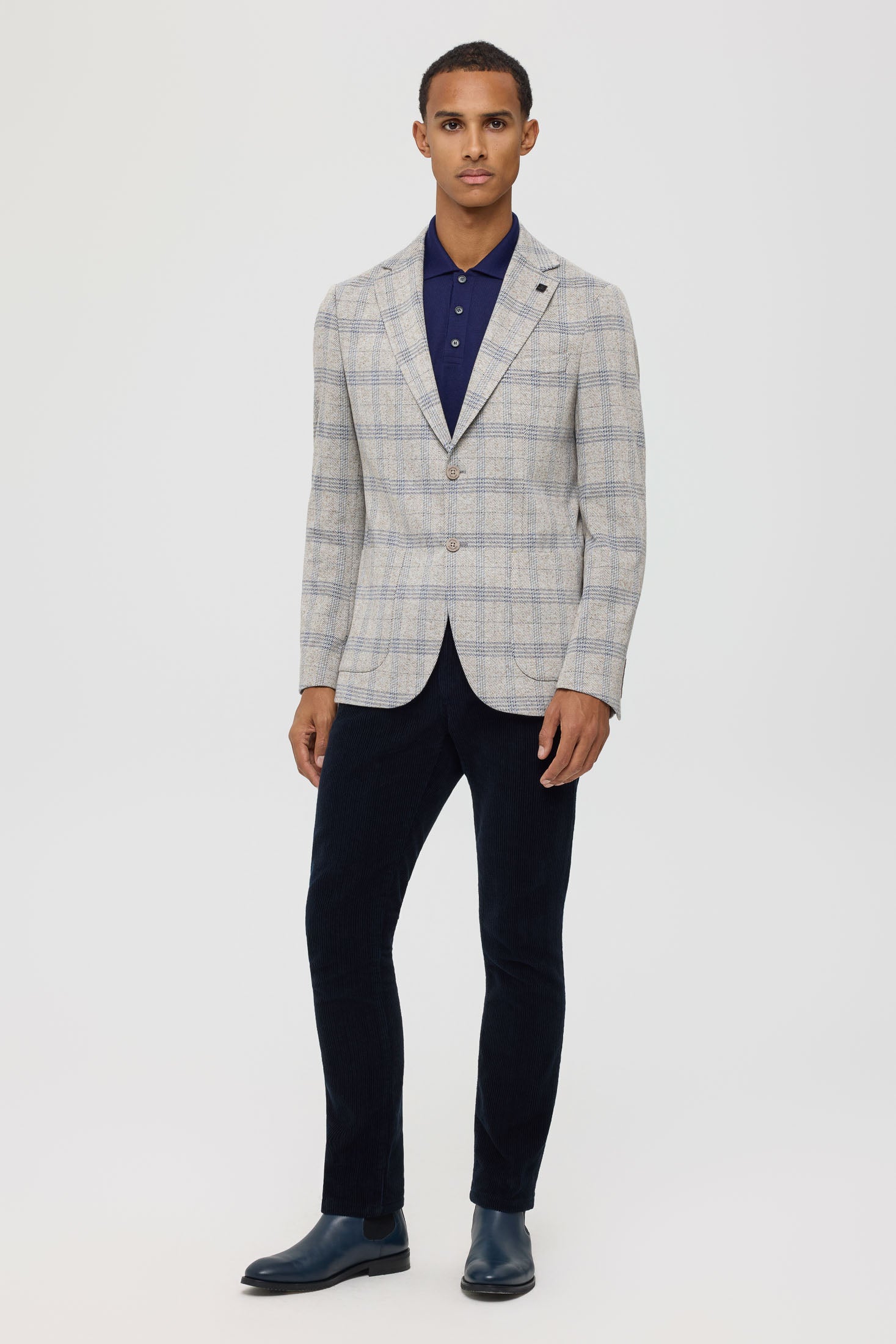 Men’s Premium Knit Blazer – Checked Linen Blend | Style 7180