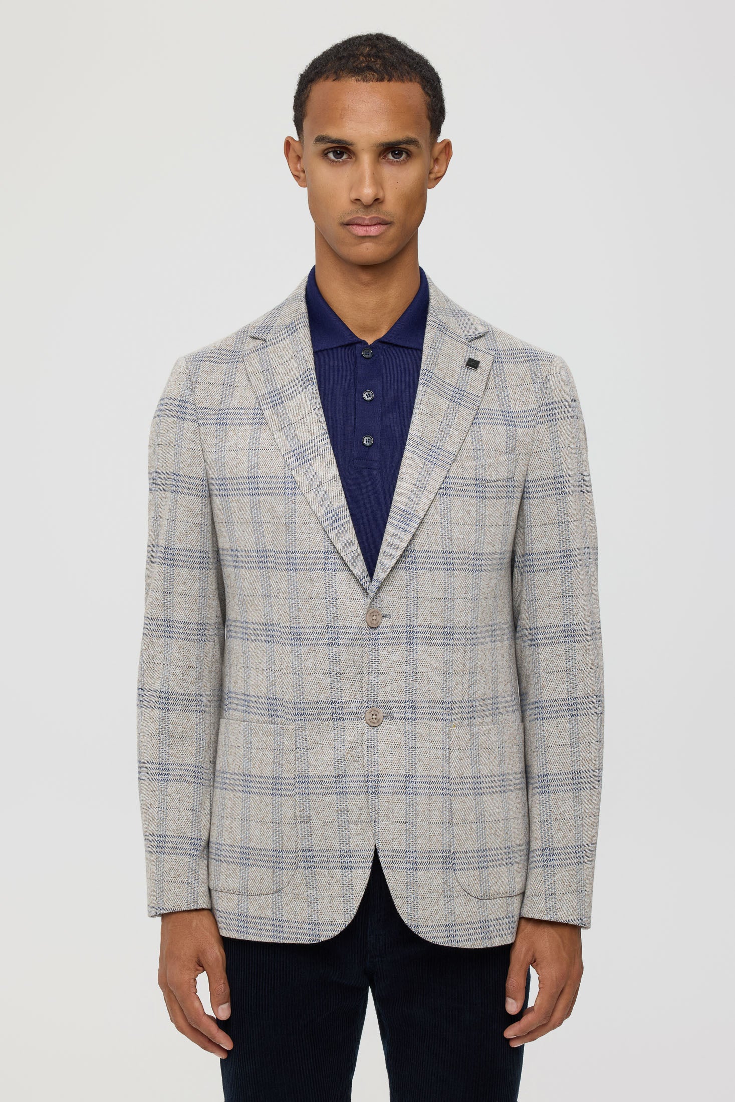 Men’s Premium Knit Blazer – Checked Linen Blend | Style 7180