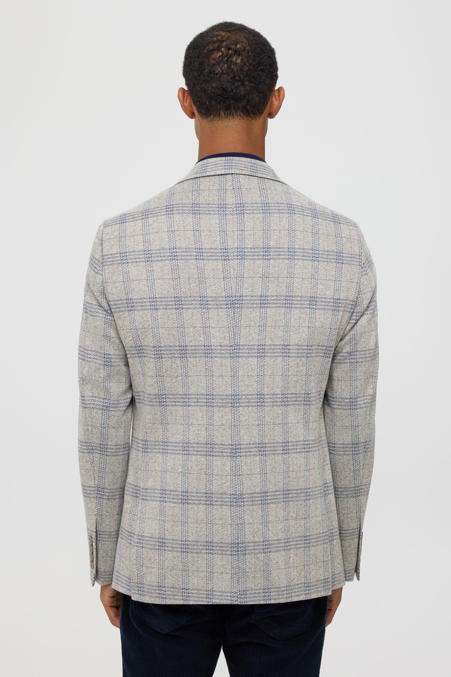 Men’s Premium Knit Blazer – Checked Linen Blend | Style 7180