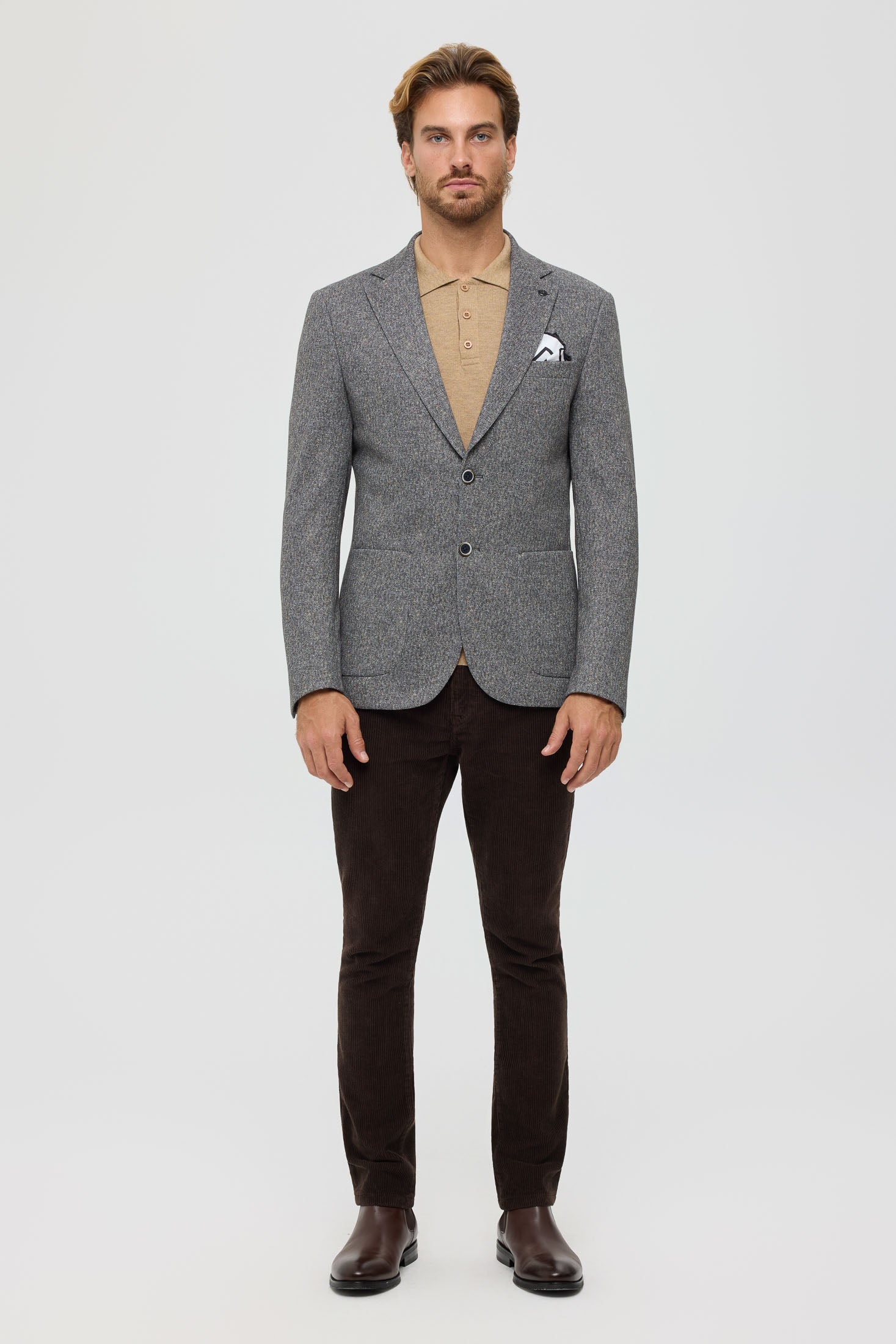 Men’s Premium Knit Blazer – Soft Herringbone Texture | Style 7189