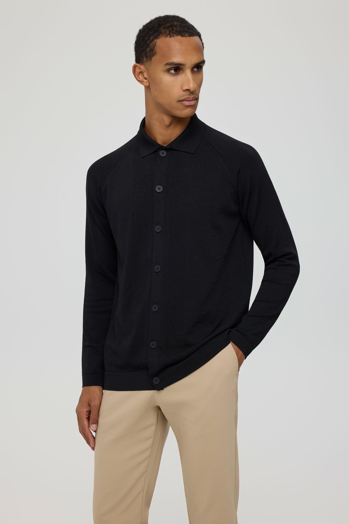 Men’s Premium Buttoned Knit Cardigan – Textured Panel Design | Style 8029