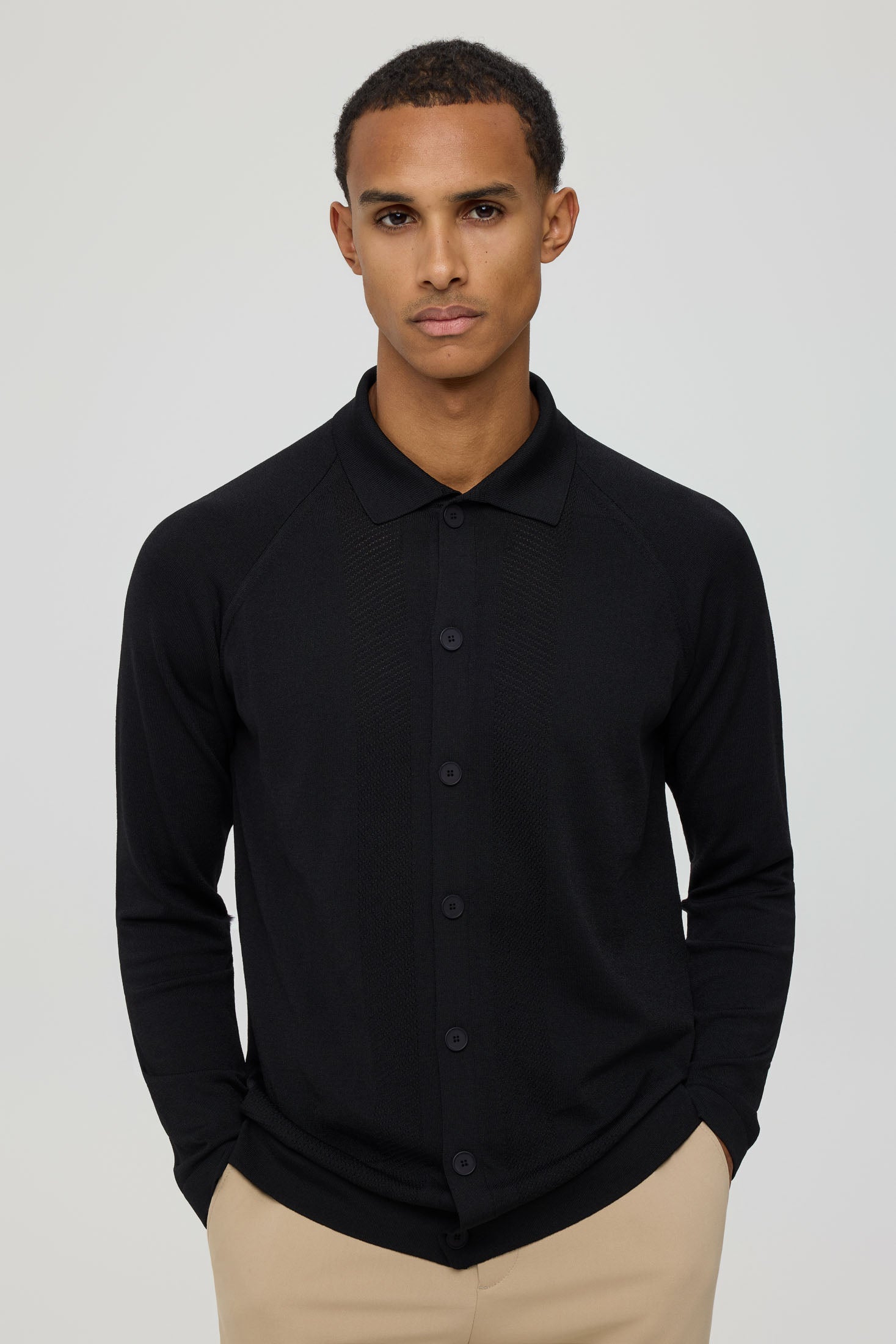 Men’s Premium Buttoned Knit Cardigan – Textured Panel Design | Style 8029