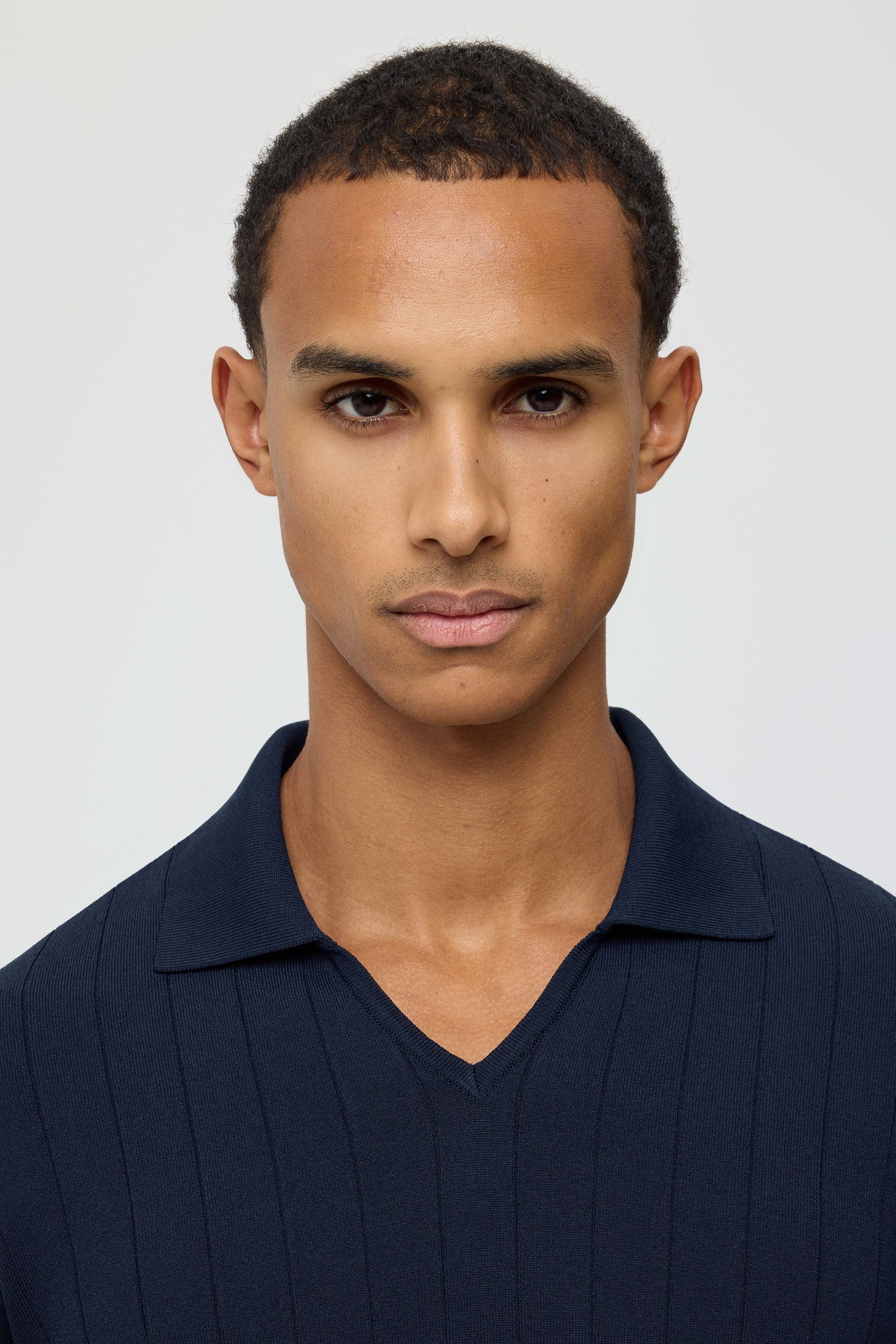 Men’s Premium Long-Sleeve Knit Pullover Polo – Fine Rib Texture | Style 8030