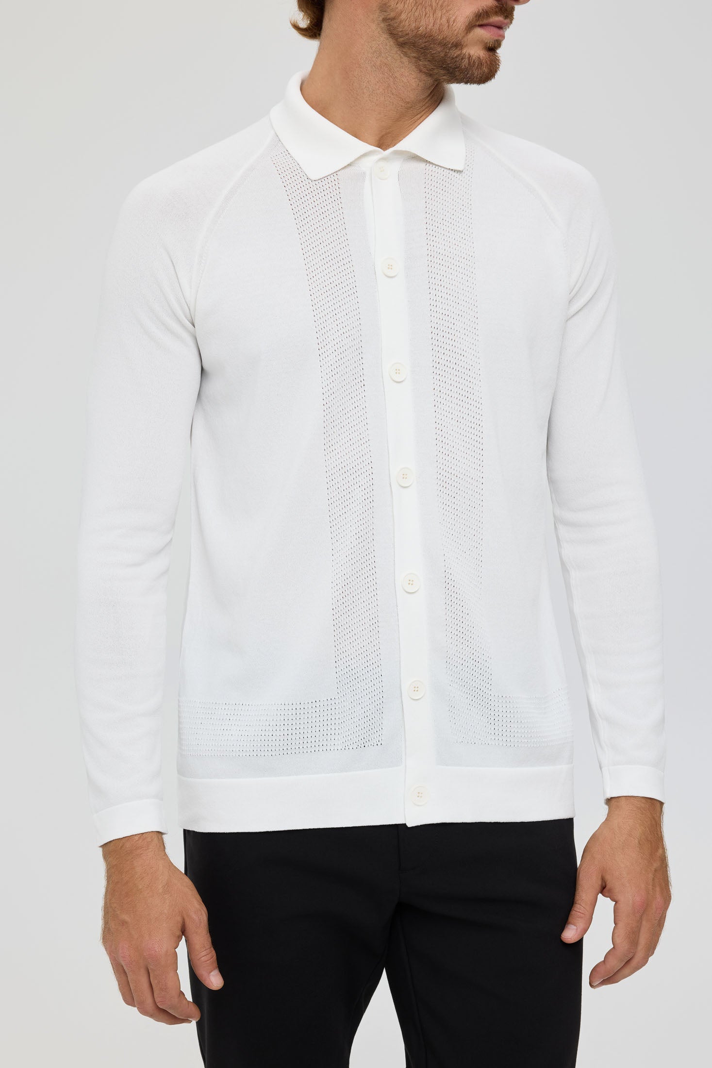 Men’s Premium Buttoned Knit Cardigan – Textured Panel Design | Style 8029