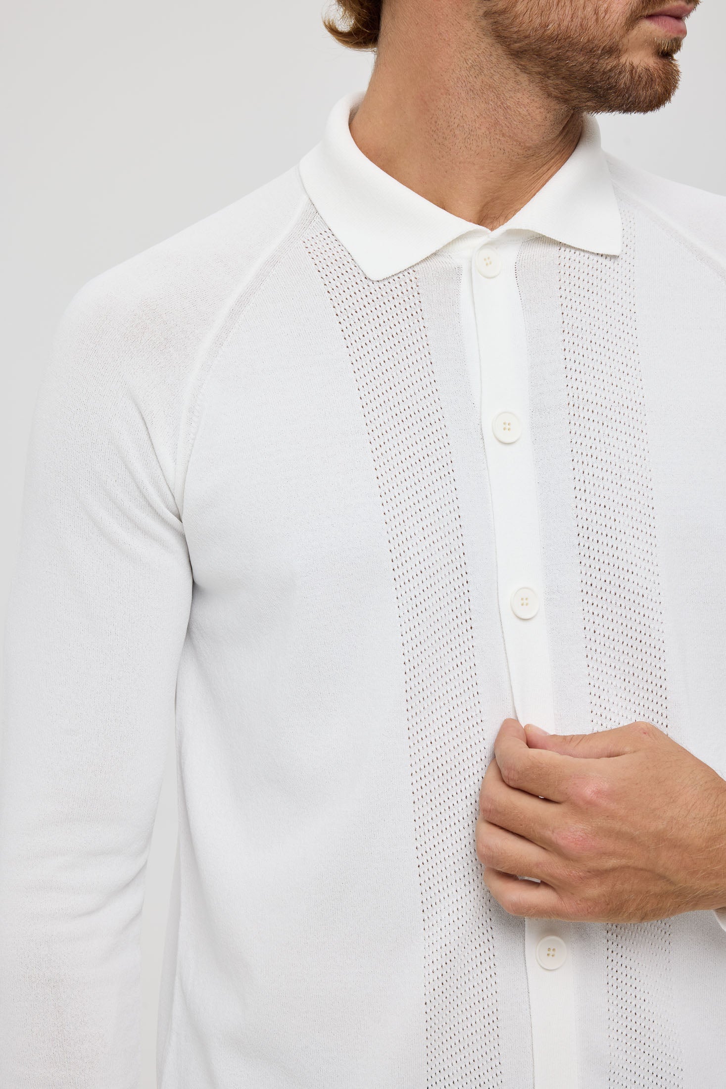 Men’s Premium Buttoned Knit Cardigan – Textured Panel Design | Style 8029