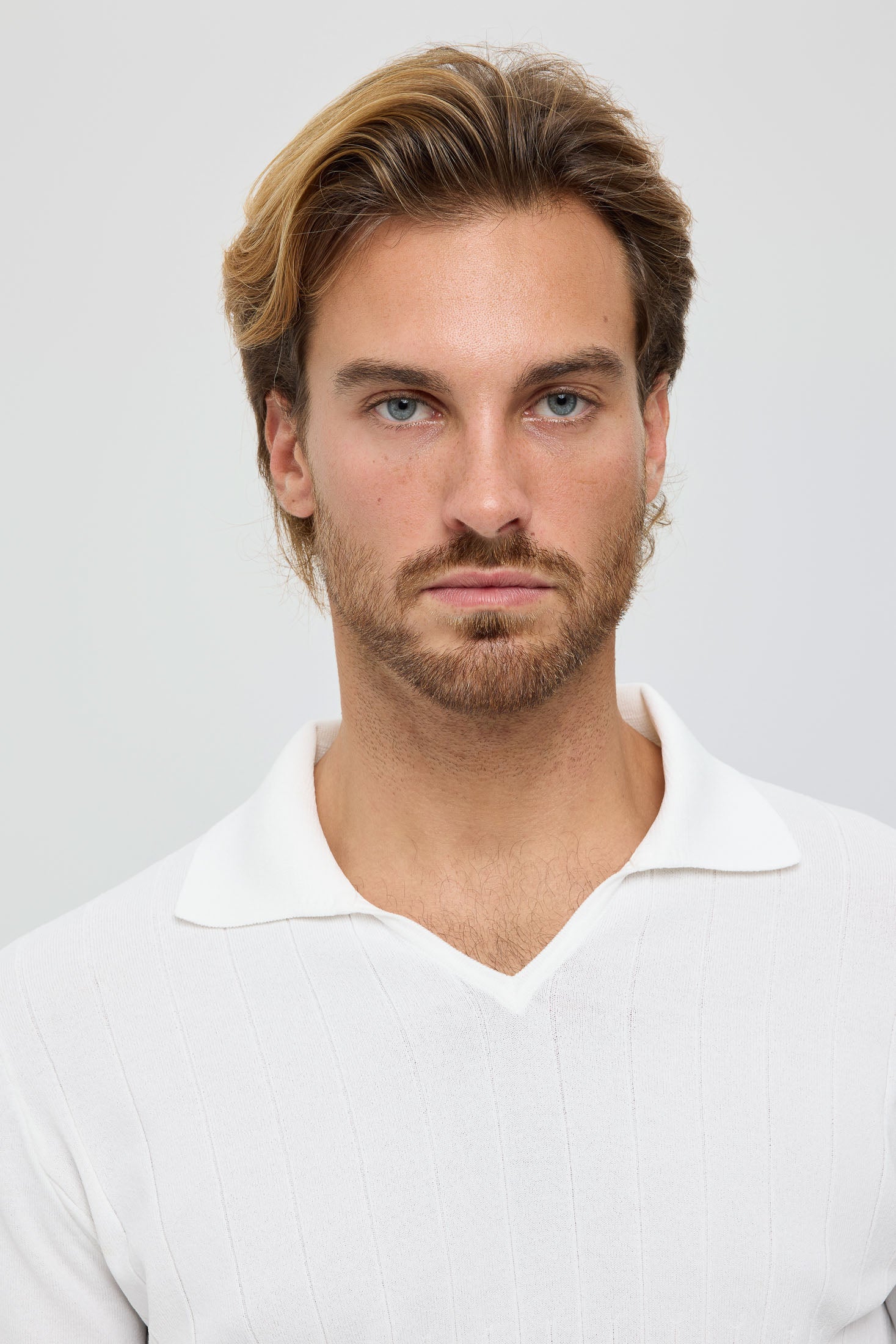 Men’s Premium Long-Sleeve Knit Pullover Polo – Fine Rib Texture | Style 8030