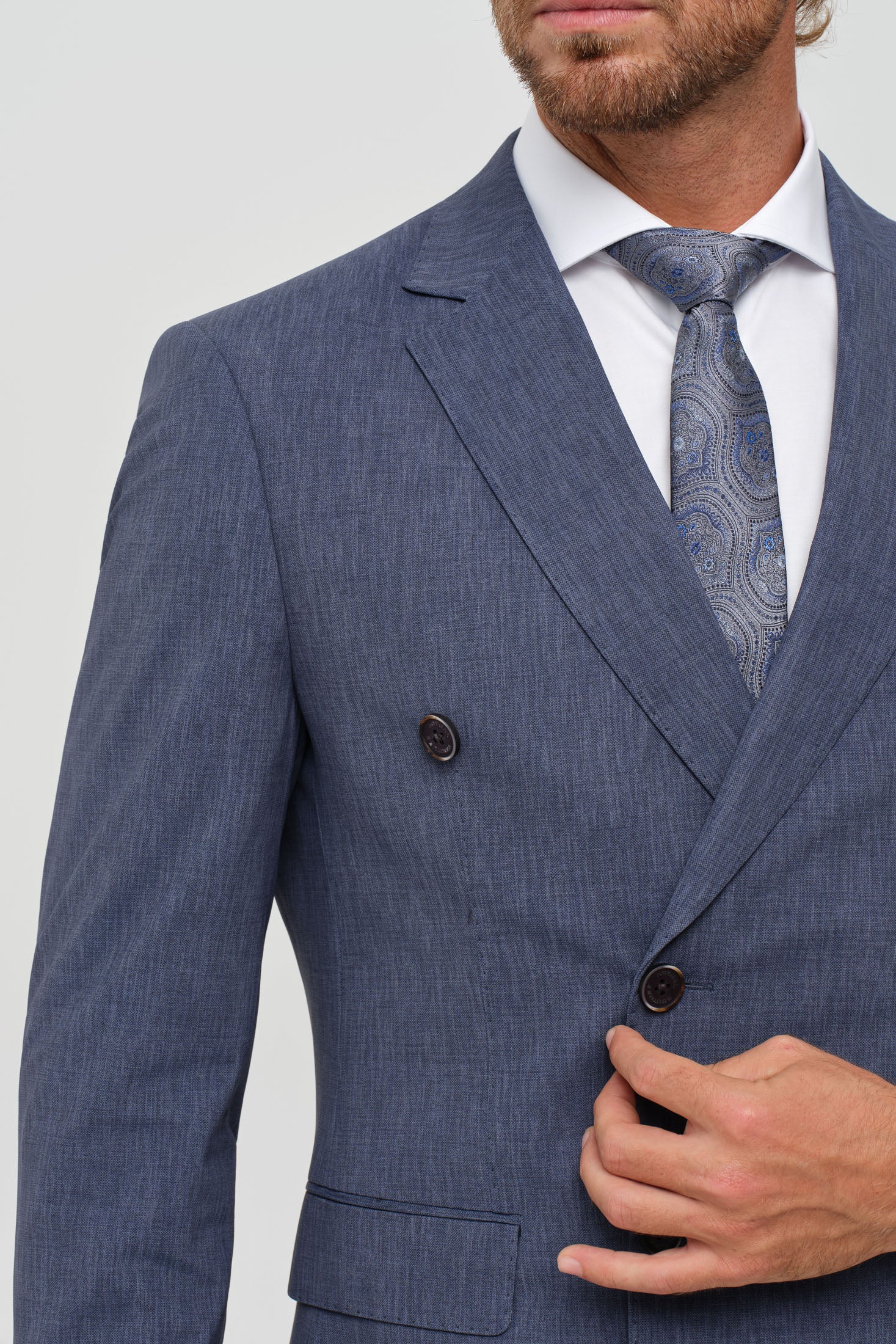 Men’s Double-Breasted Suit – Refined Stretch Structure | Style 4077