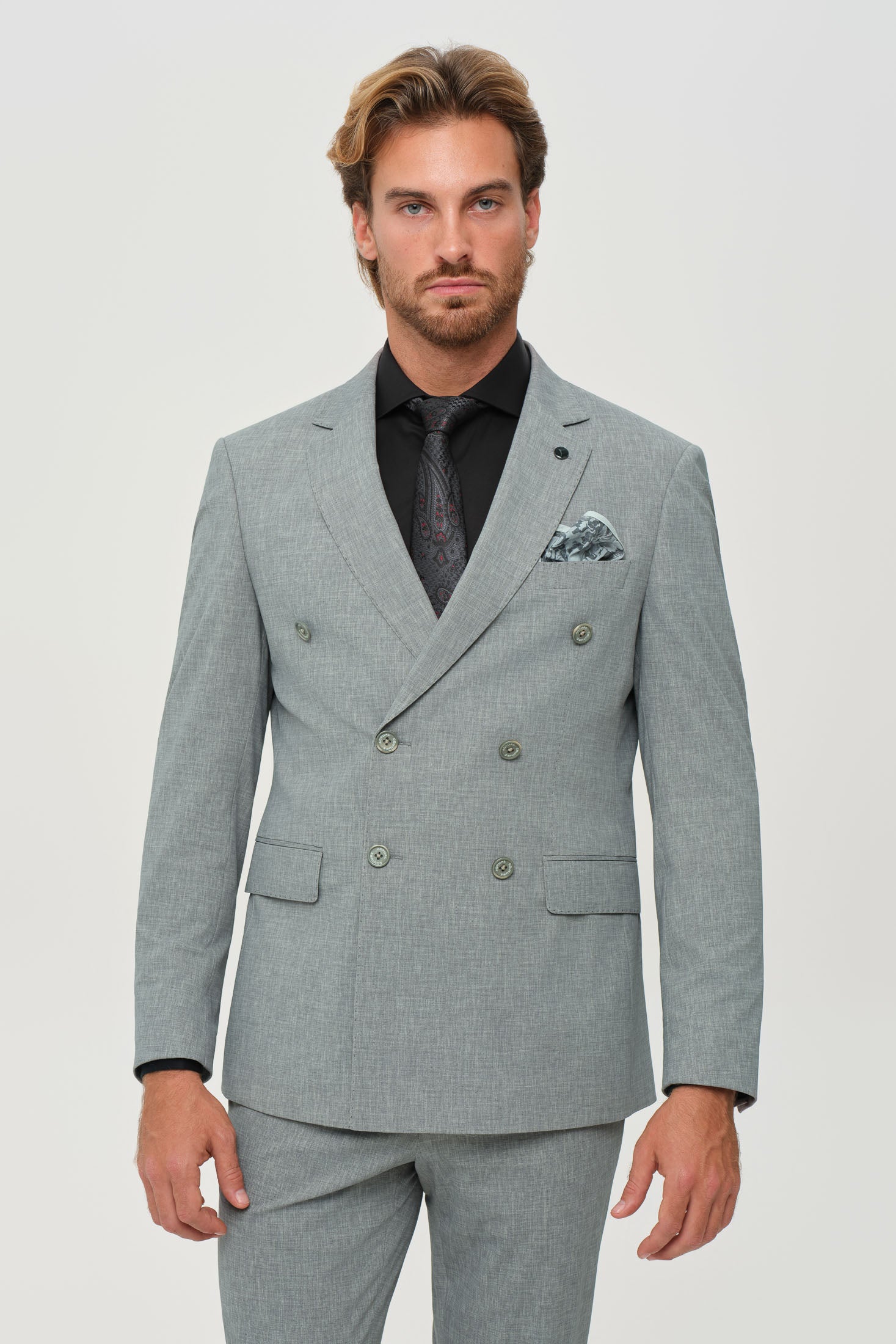 Men’s Double-Breasted Suit – Refined Stretch Structure | Style 4077