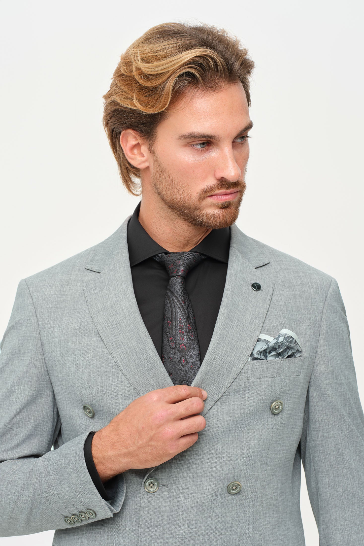 Men’s Double-Breasted Suit – Refined Stretch Structure | Style 4077