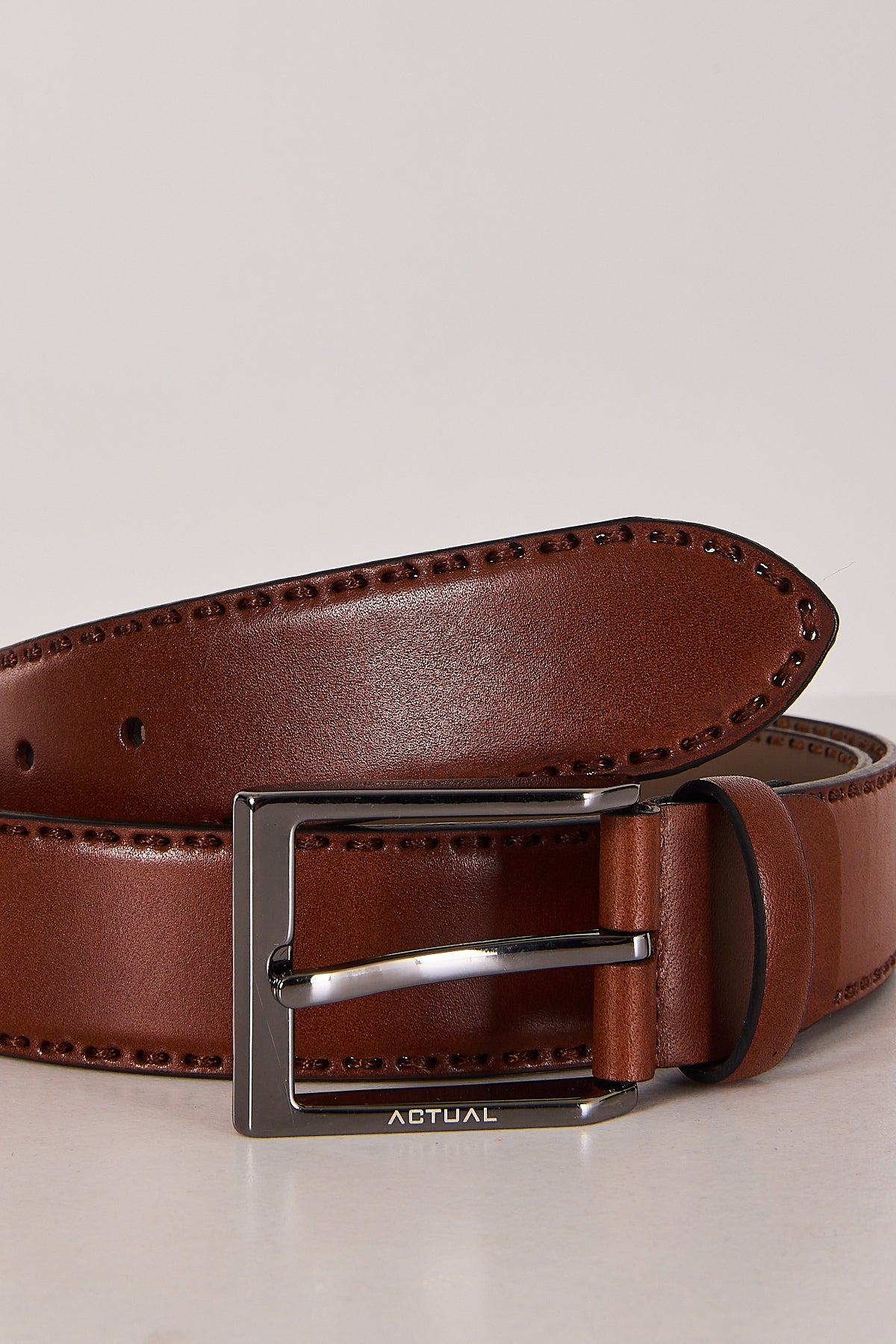 Men’s Classic Stitched-Edge Genuine Leather Belt | Style 3001