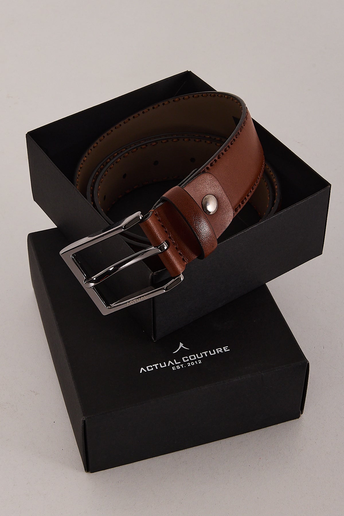 Men’s Classic Stitched-Edge Genuine Leather Belt | Style 3001